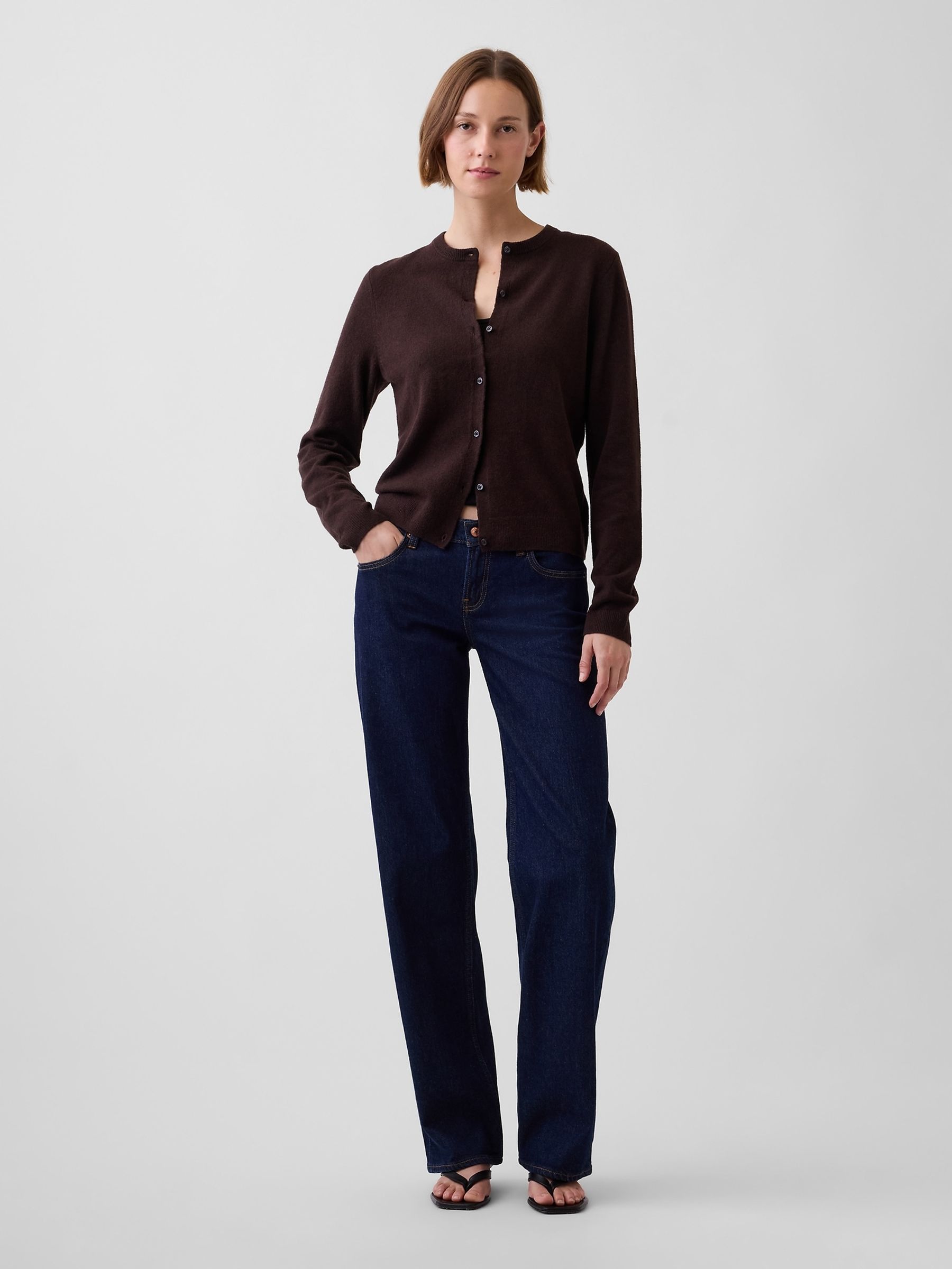 Brown CashSoft Crop Cardigan - Image 4 of 4 Brown CashSoft Crop Cardigan - Image 4 of 4