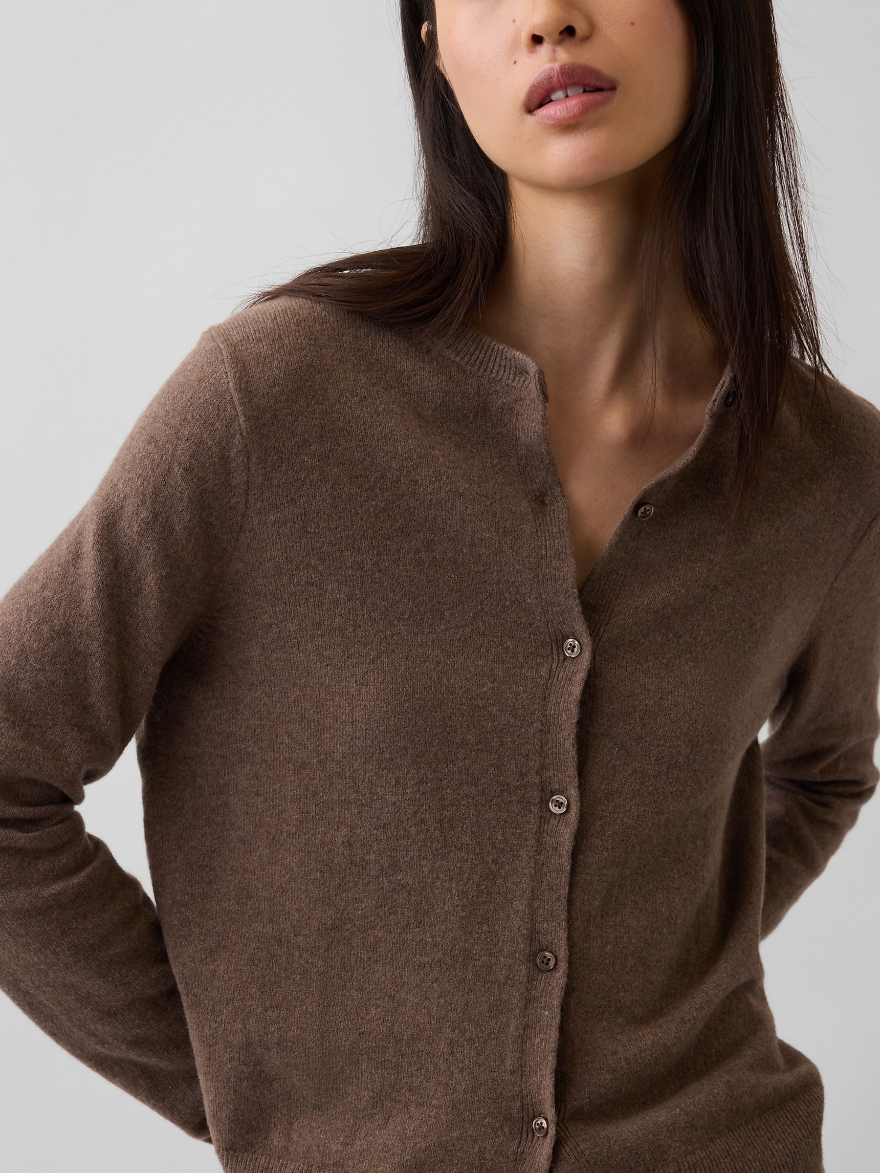 Cool Brown CashSoft Crop Cardigan - Image 3 of 4
