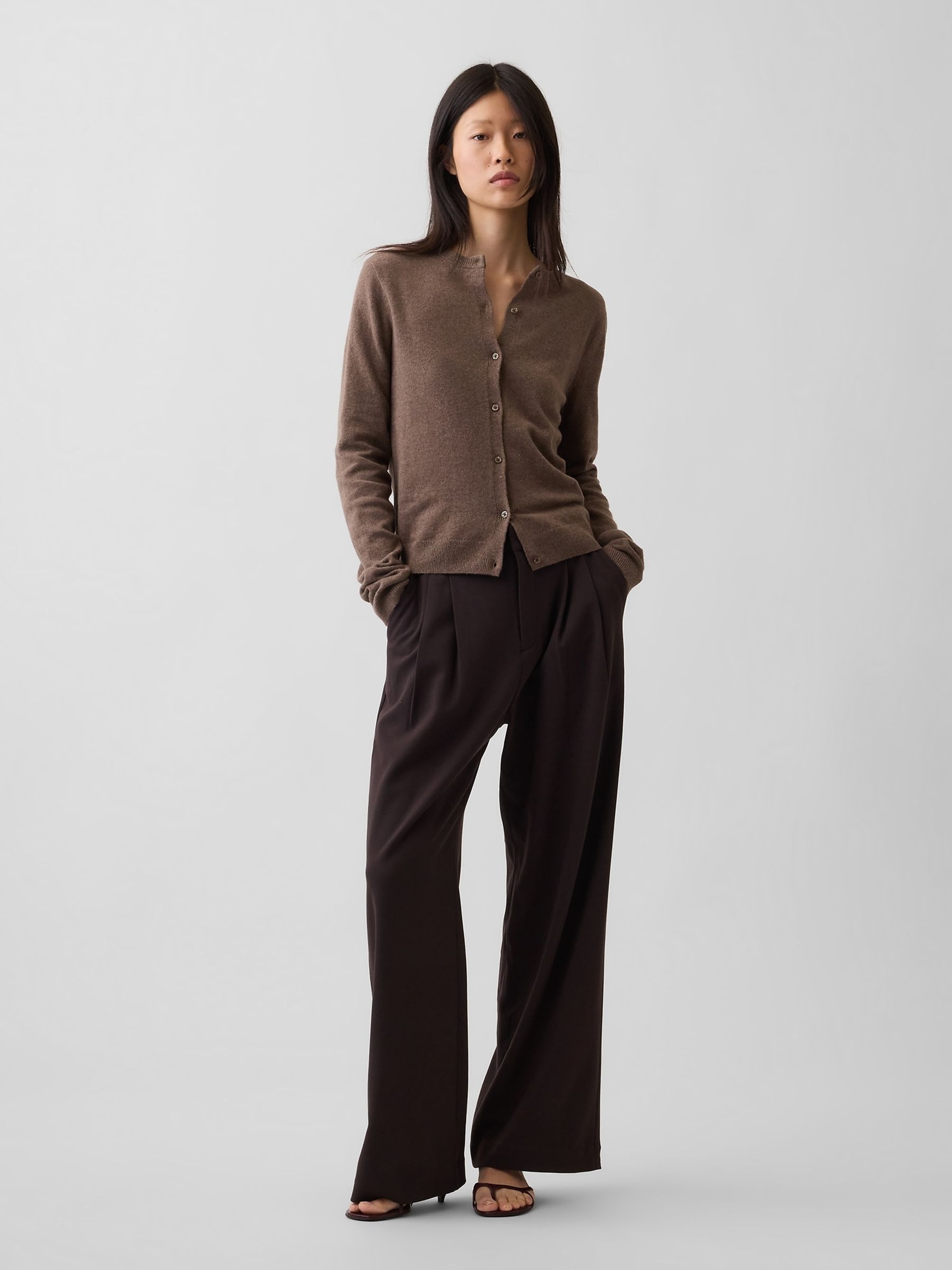 Cool Brown CashSoft Crop Cardigan - Image 4 of 4
