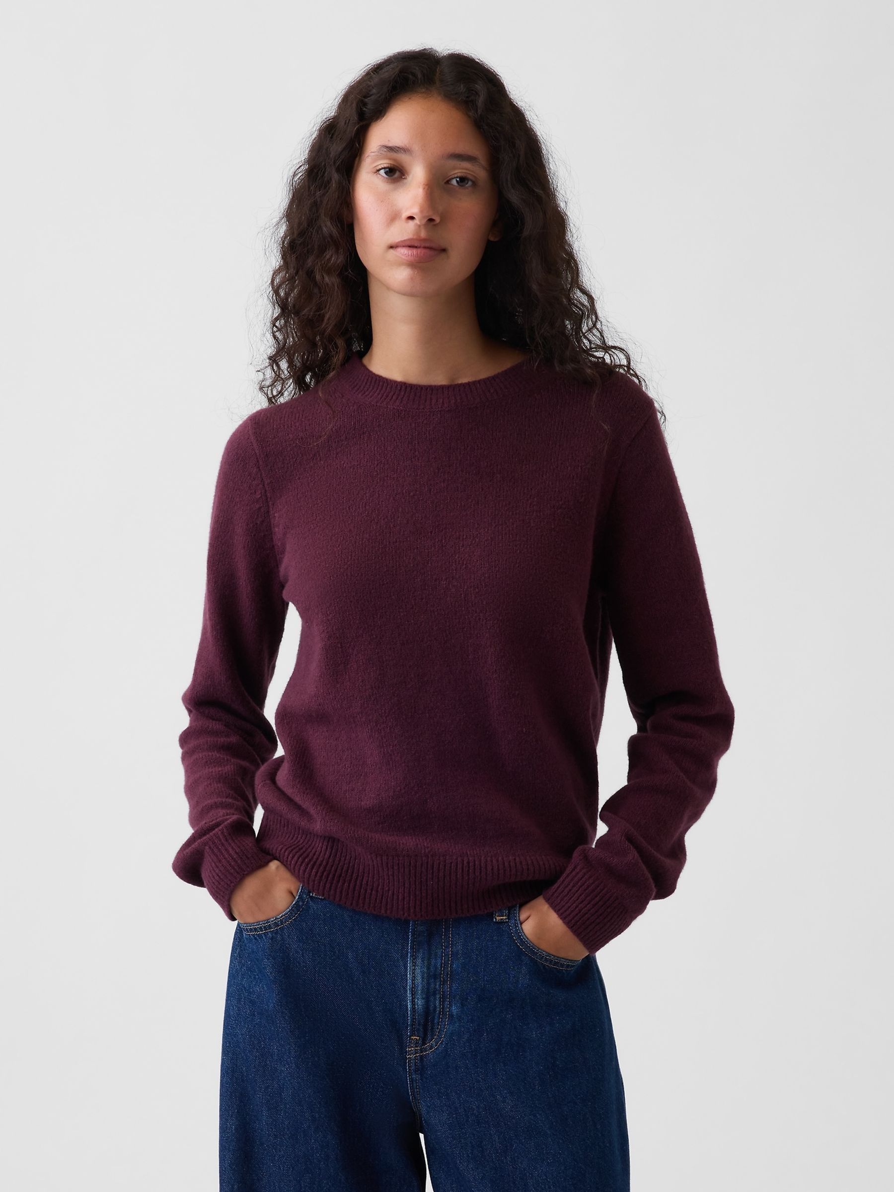 Burgundy Red CashSoft Crew Jumper - Image 1 of 4 Burgundy Red CashSoft Crew Jumper - Image 1 of 4