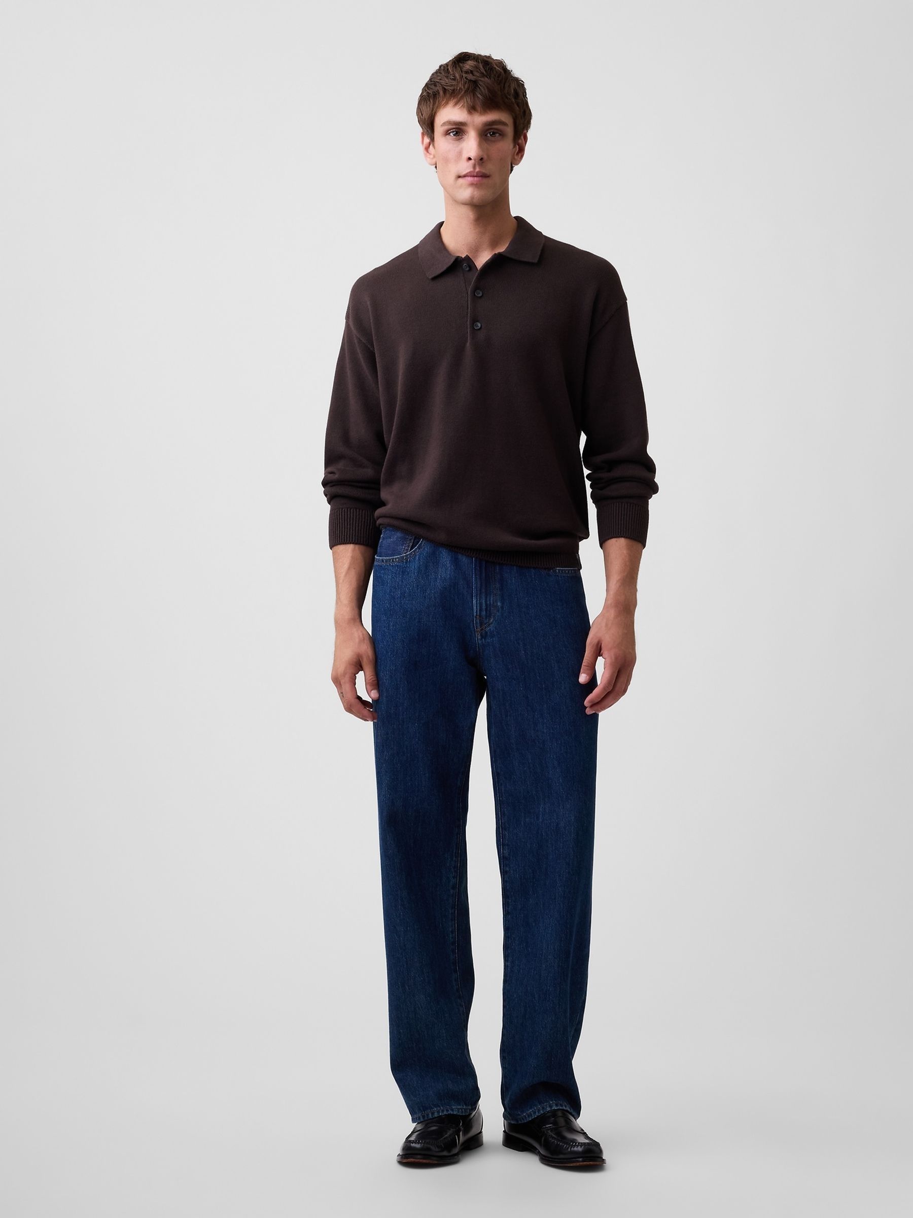 Brown Relaxed Polo Jumper - Image 3 of 4