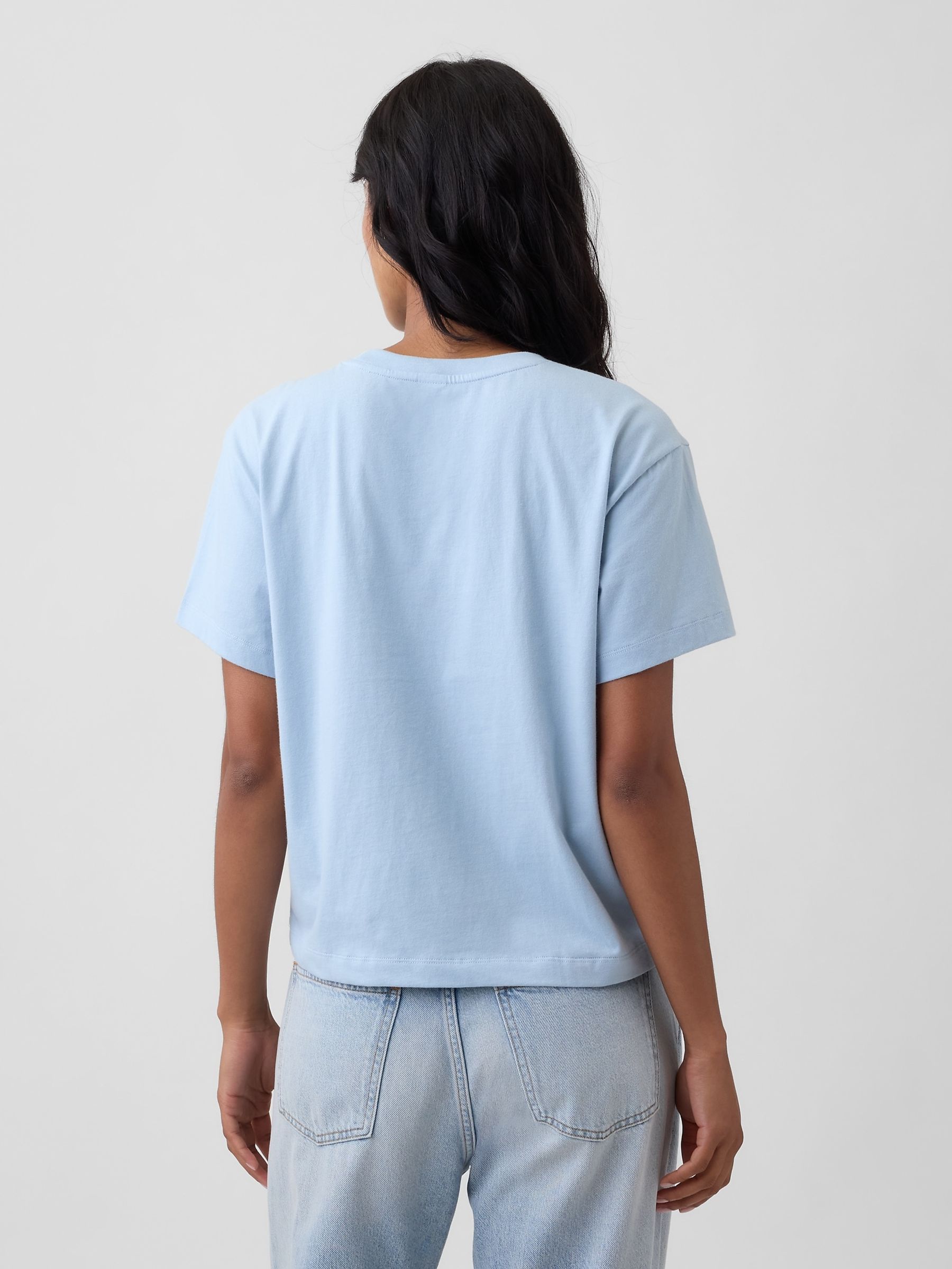 Light Blue Boxy Crew Neck T-Shirt - Image 2 of 5