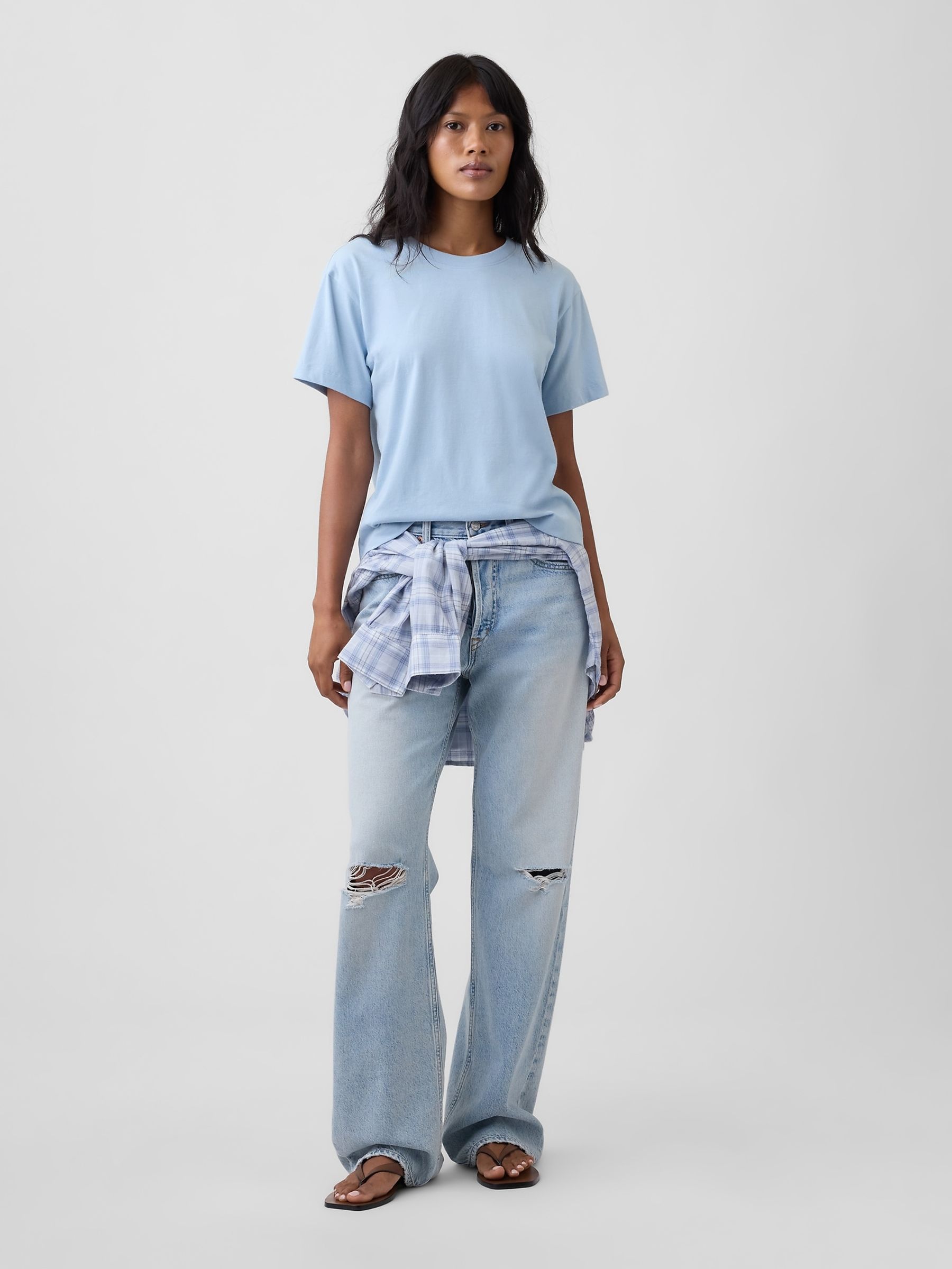 Light Blue Boxy Crew Neck T-Shirt - Image 3 of 5