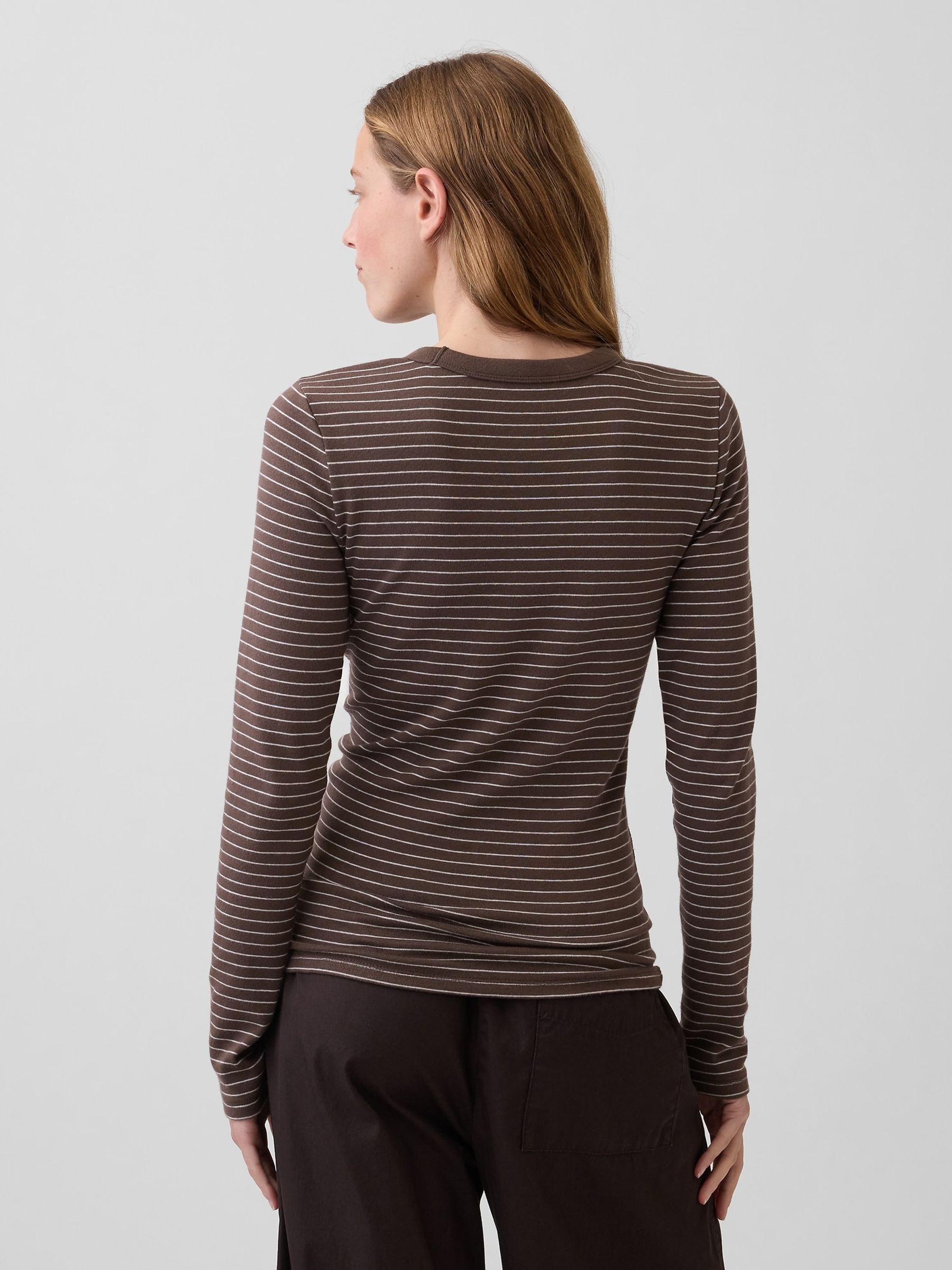 Brown Stripe Modern Long Sleeve T-Shirt - Image 2 of 4