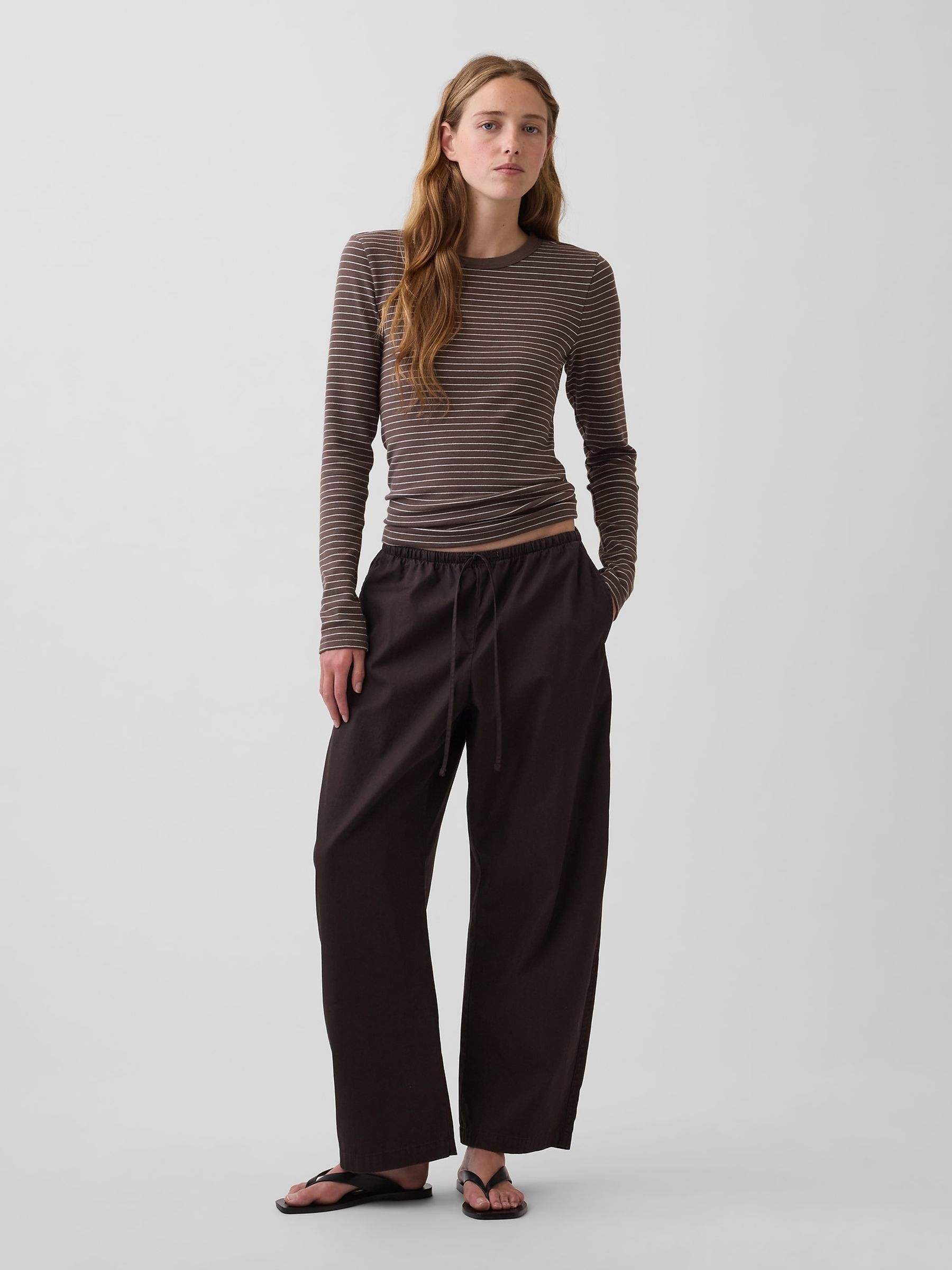 Brown Stripe Modern Long Sleeve T-Shirt - Image 3 of 4