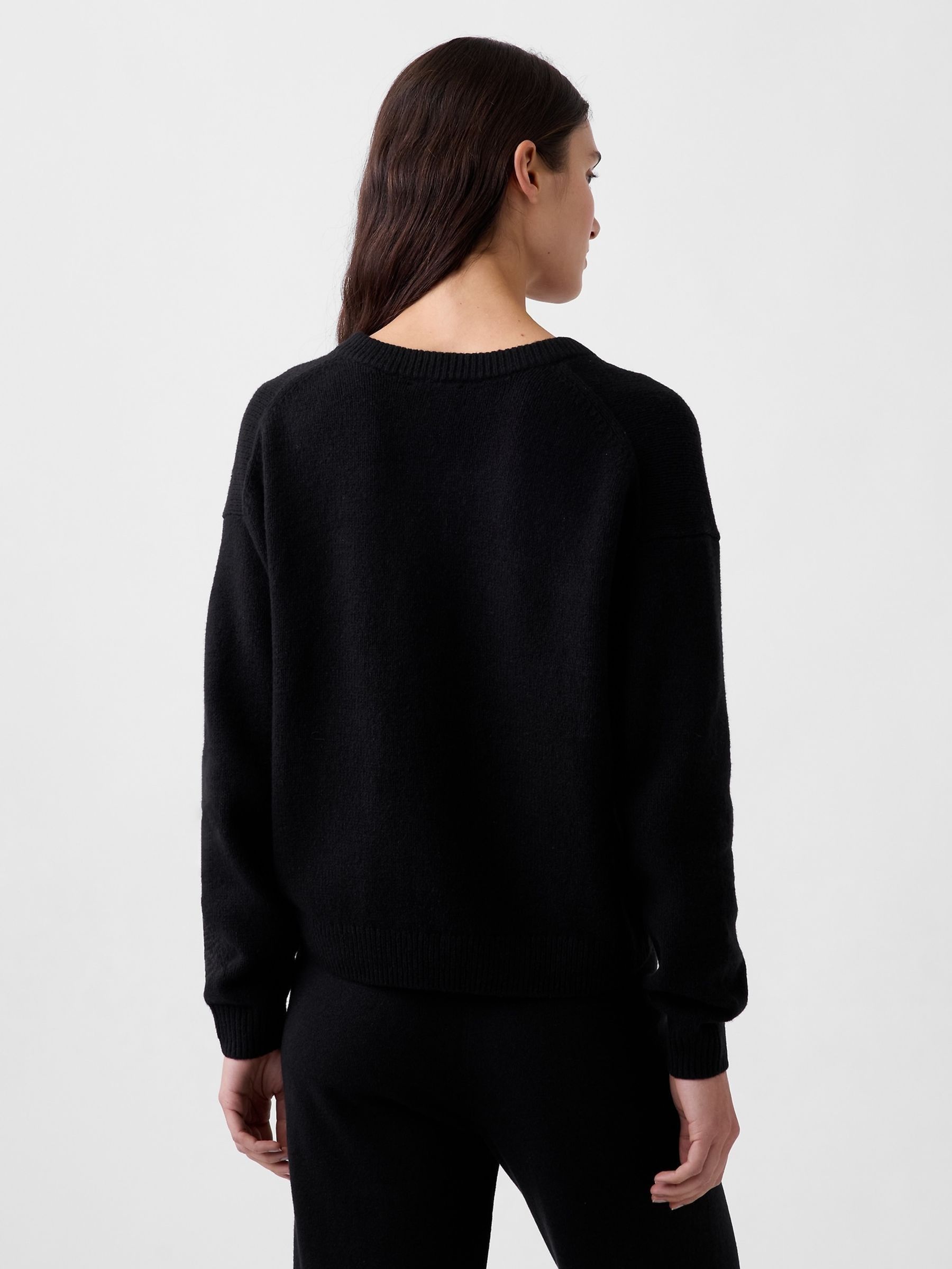 Black CashSoft Oversized V-Neck Jumper - Image 2 of 3 Black CashSoft Oversized V-Neck Jumper - Image 2 of 3