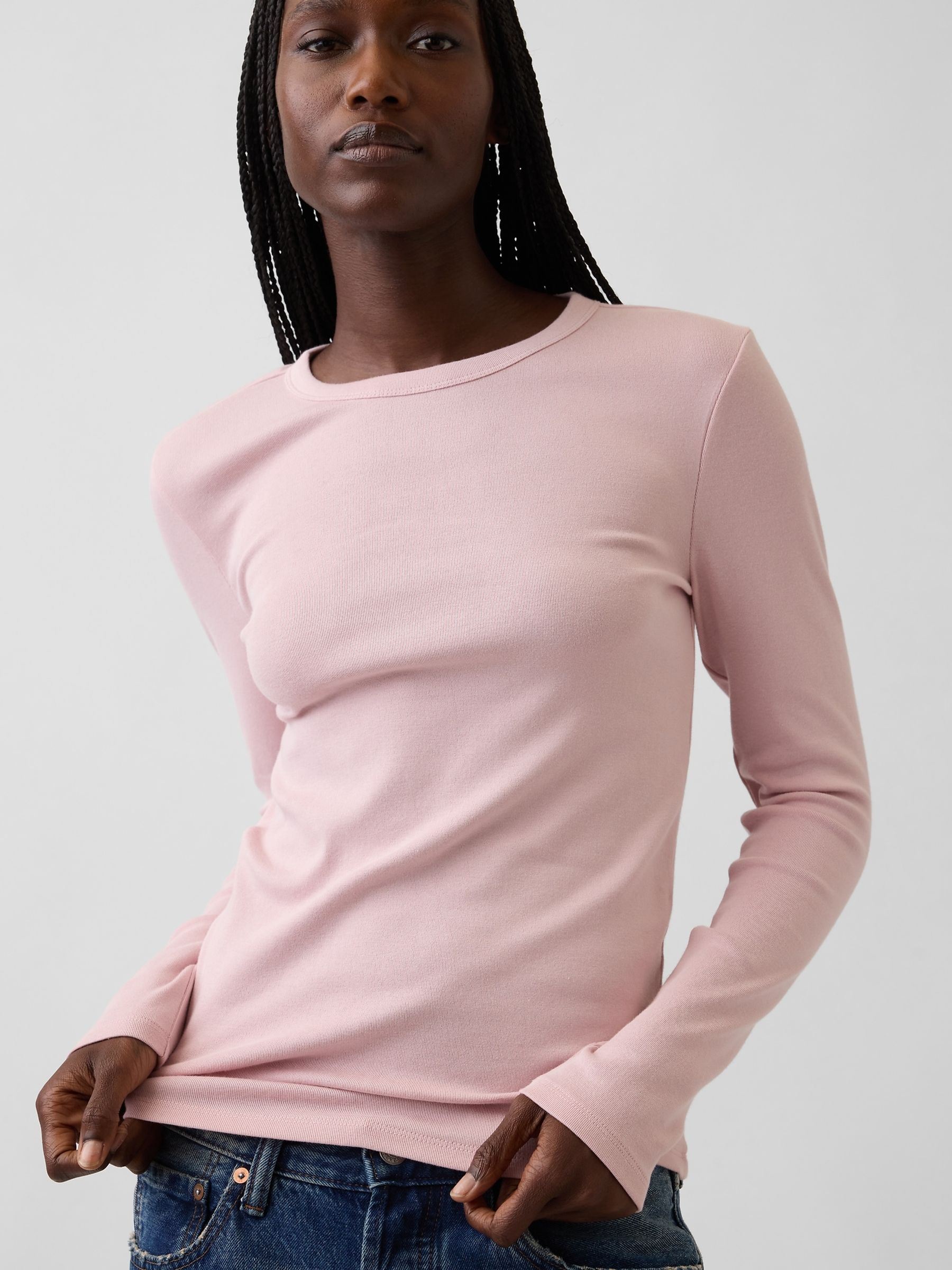Light Pink Modern Long Sleeve T-Shirt - Image 3 of 4