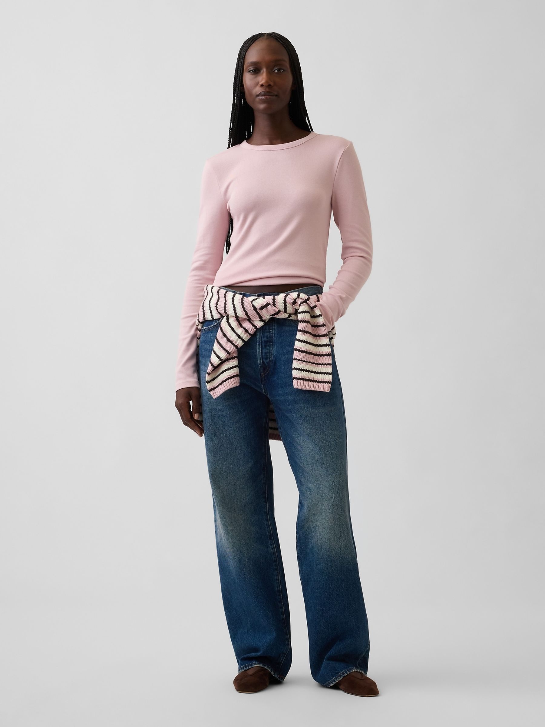 Light Pink Modern Long Sleeve T-Shirt - Image 4 of 4