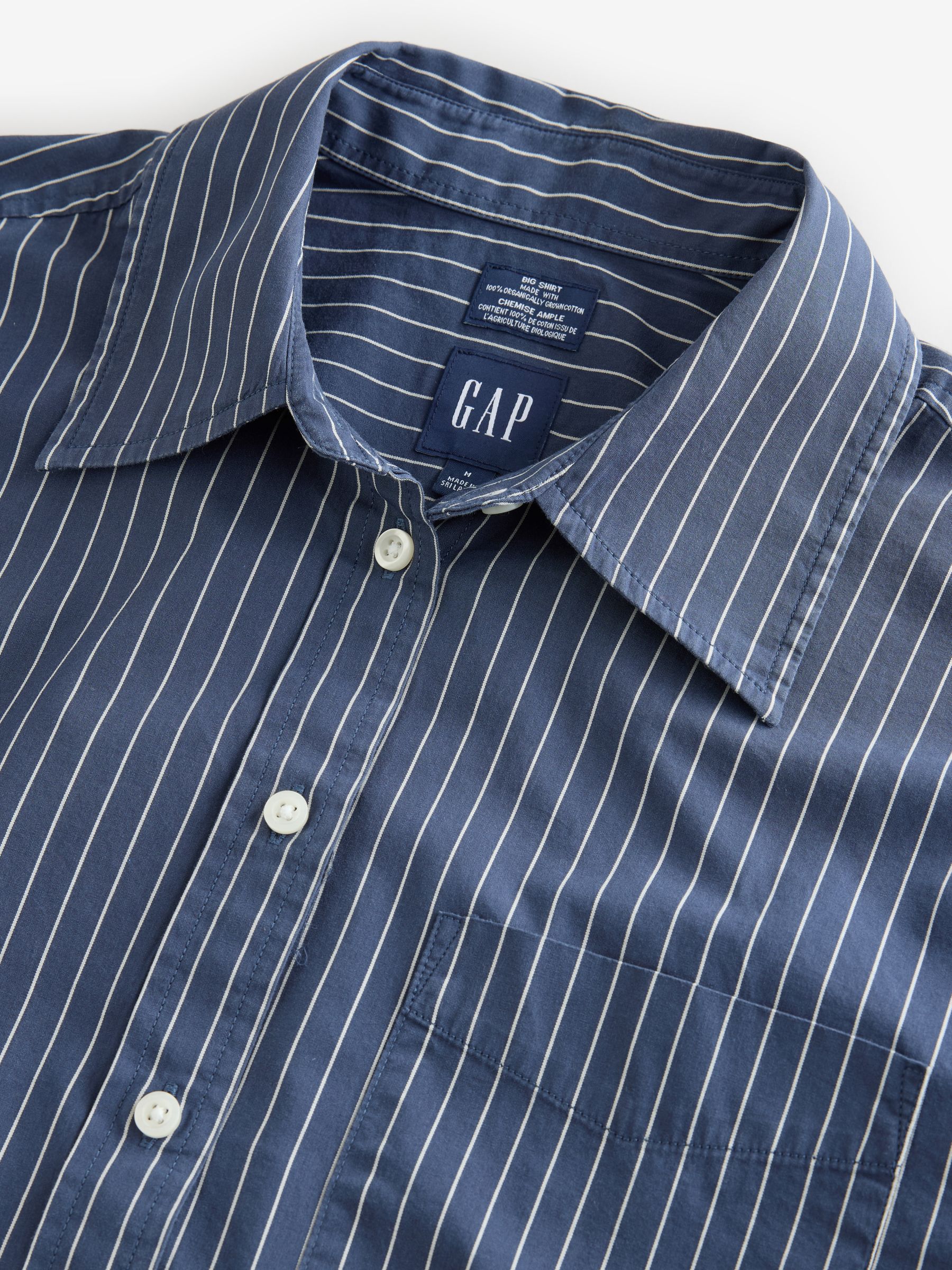 Navy Stripe Poplin Big Shirt - Image 3 of 4