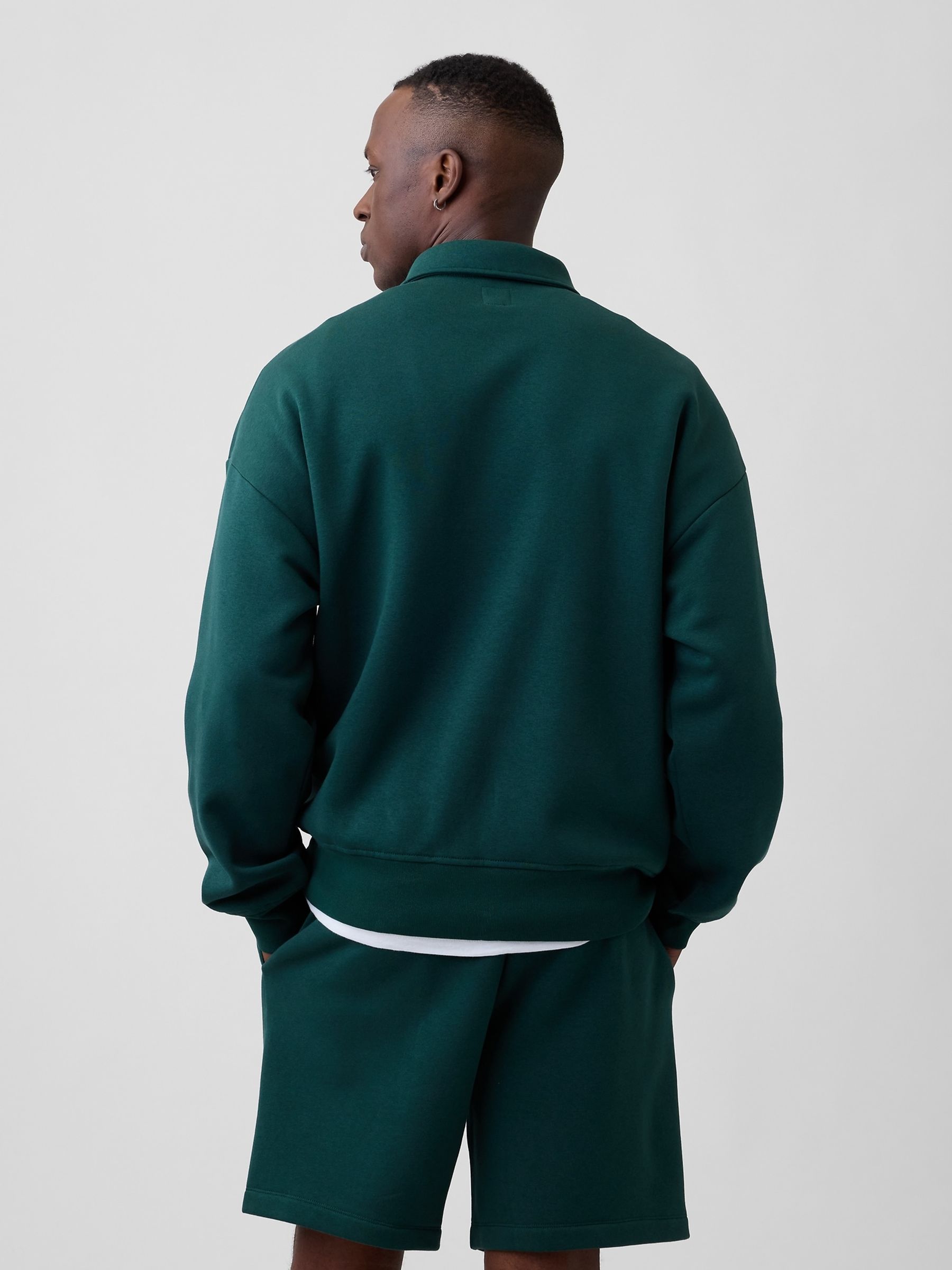 Green Oversized Logo Quarter-Zip Sweatshirt - Image 2 of 4