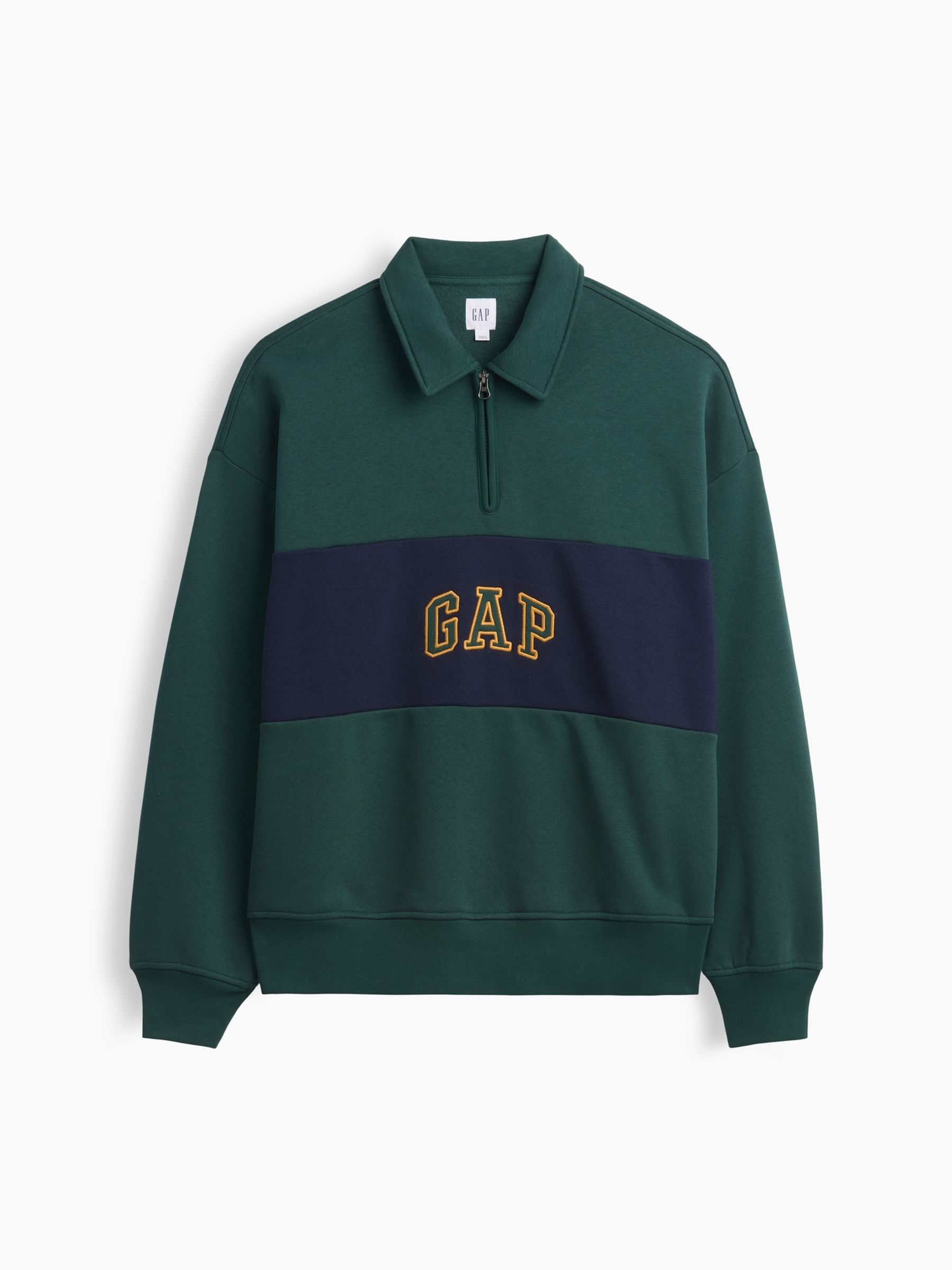 Green Oversized Logo Quarter-Zip Sweatshirt - Image 4 of 4 Green Oversized Logo Quarter-Zip Sweatshirt - Image 4 of 4