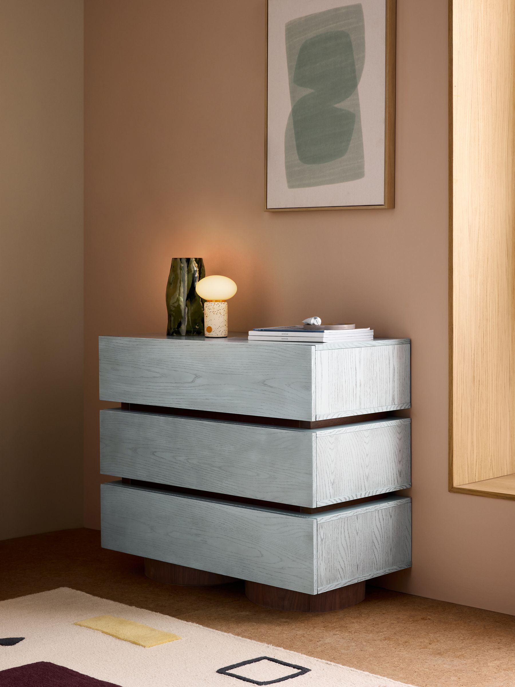 Bern 3 Drawer Chest of Drawers in Blue - Image 4 of 6