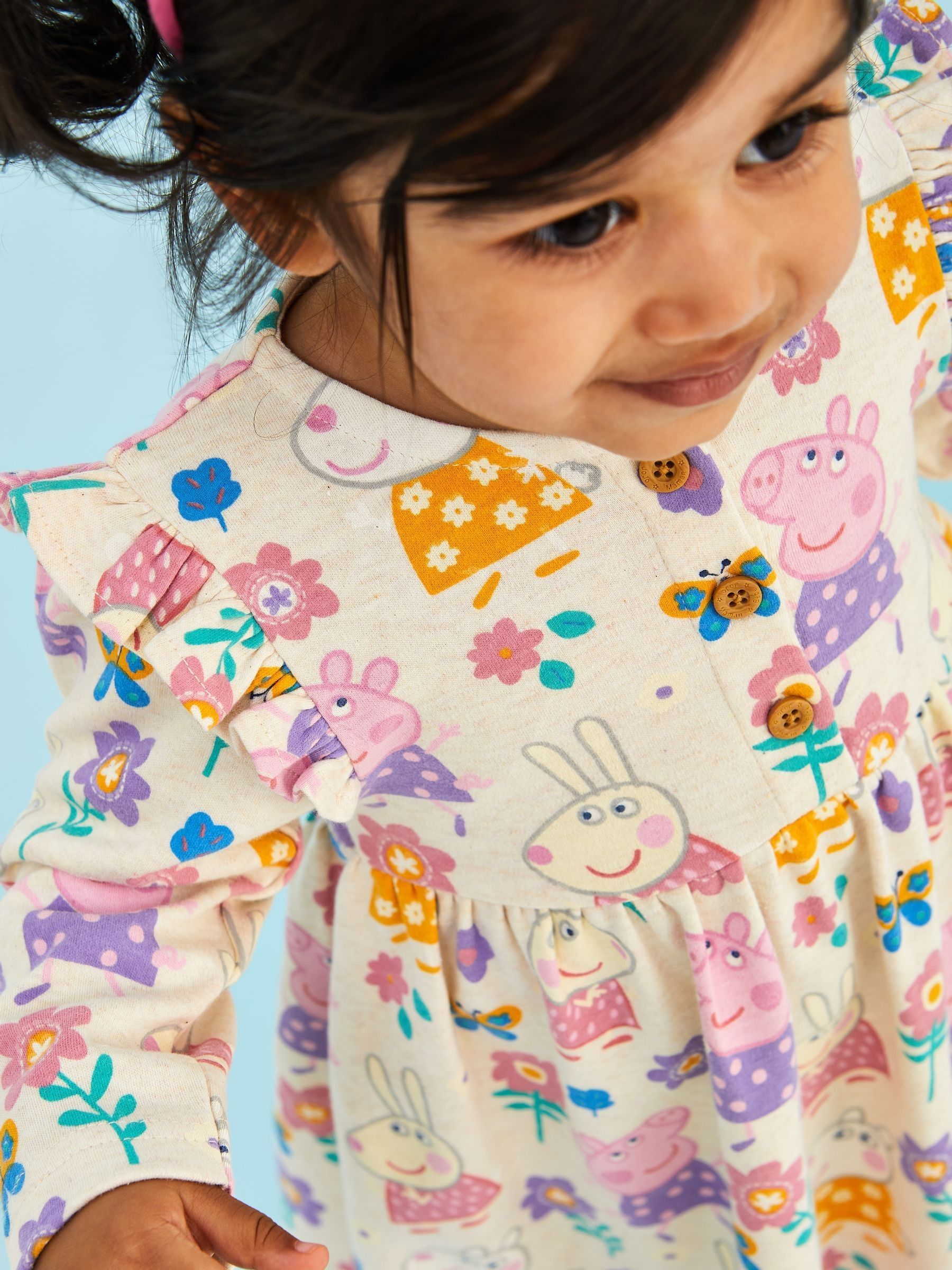 Neutral Peppa Pig Printed Button Front Dress - Image 5 of 5