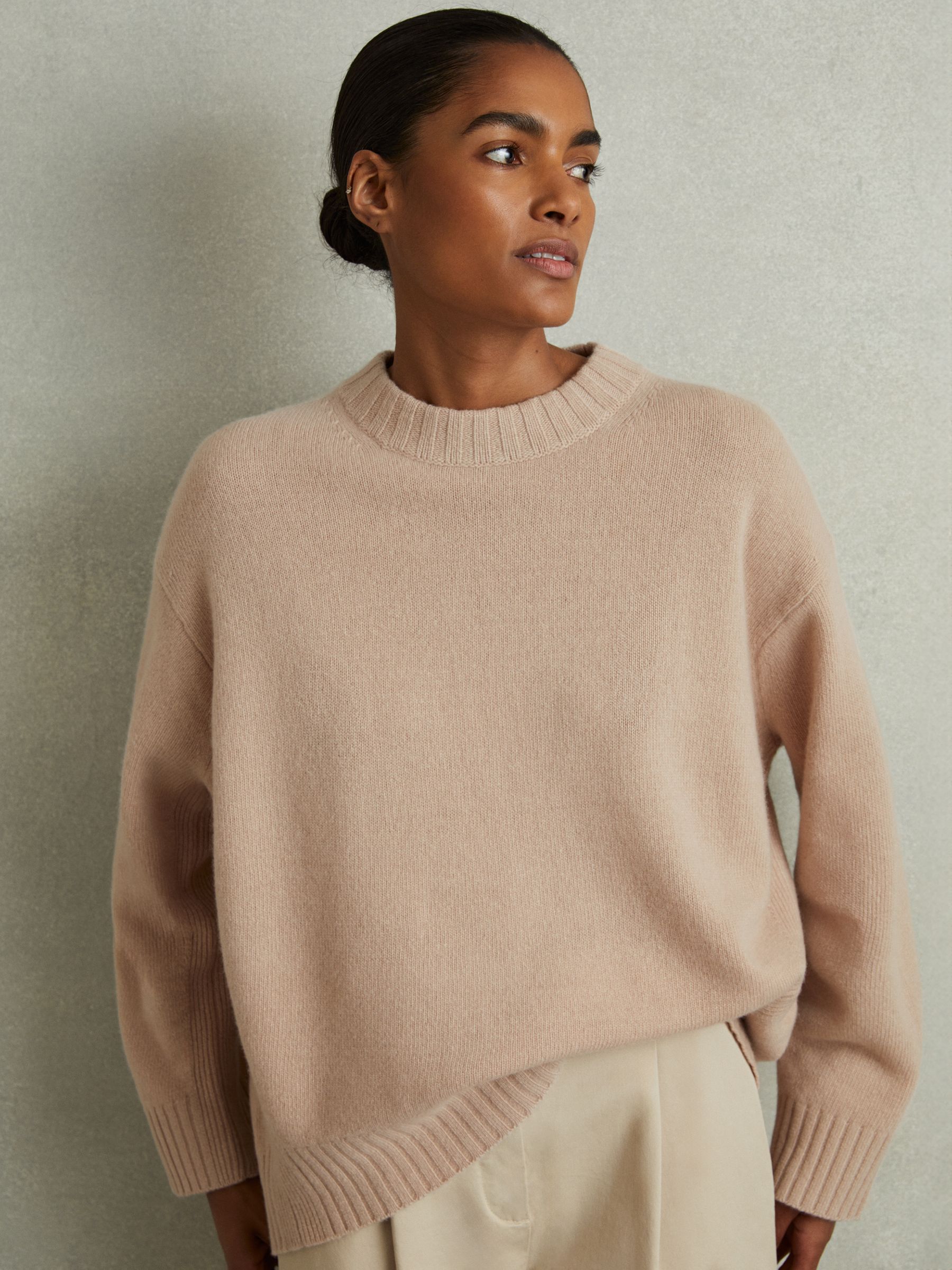 Wool-Cashmere Crew Neck Jumper in Mink - Image 1 of 6