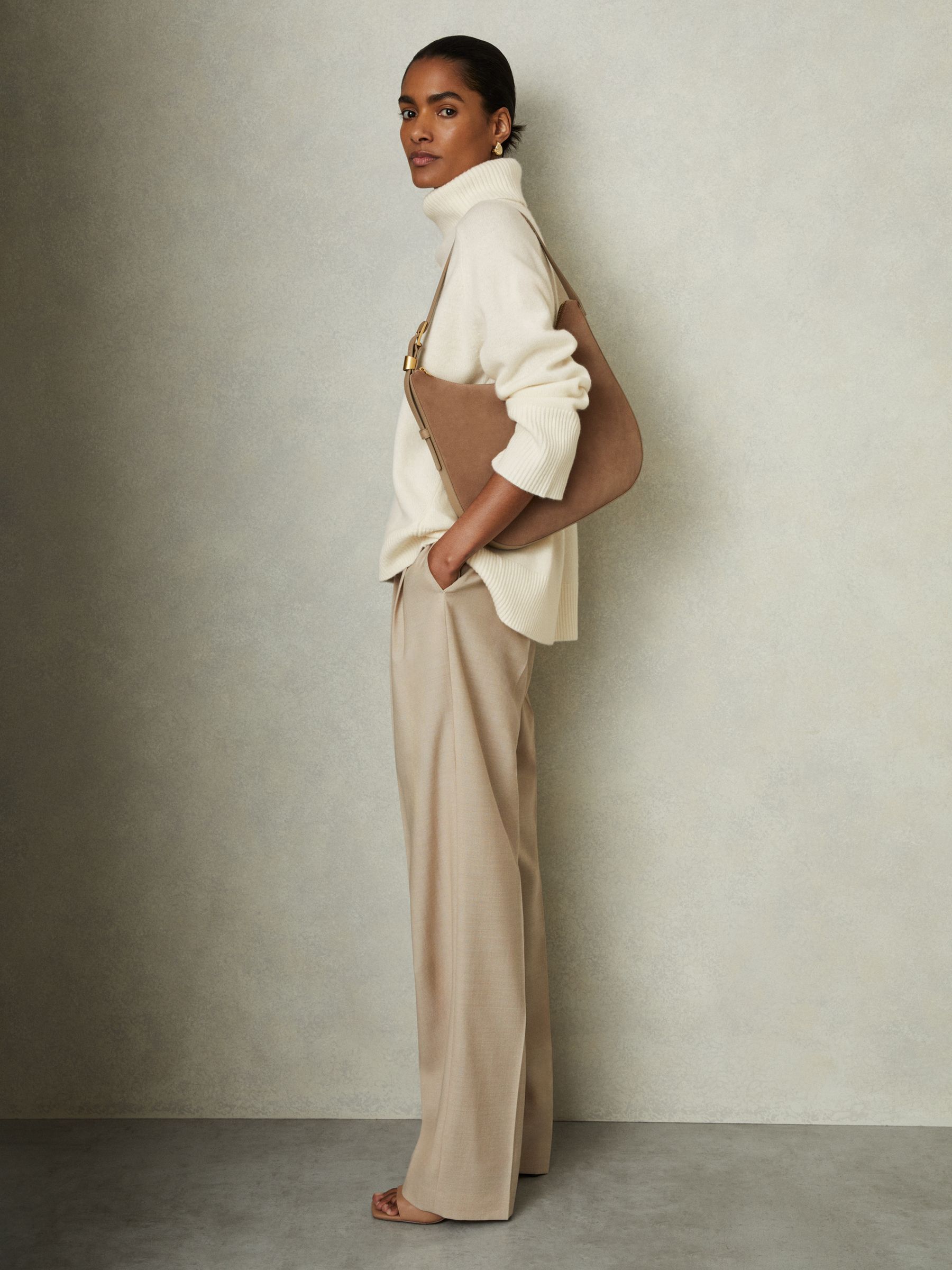Wool-Cashmere Roll-Neck Jumper in Cream - Image 3 of 6
