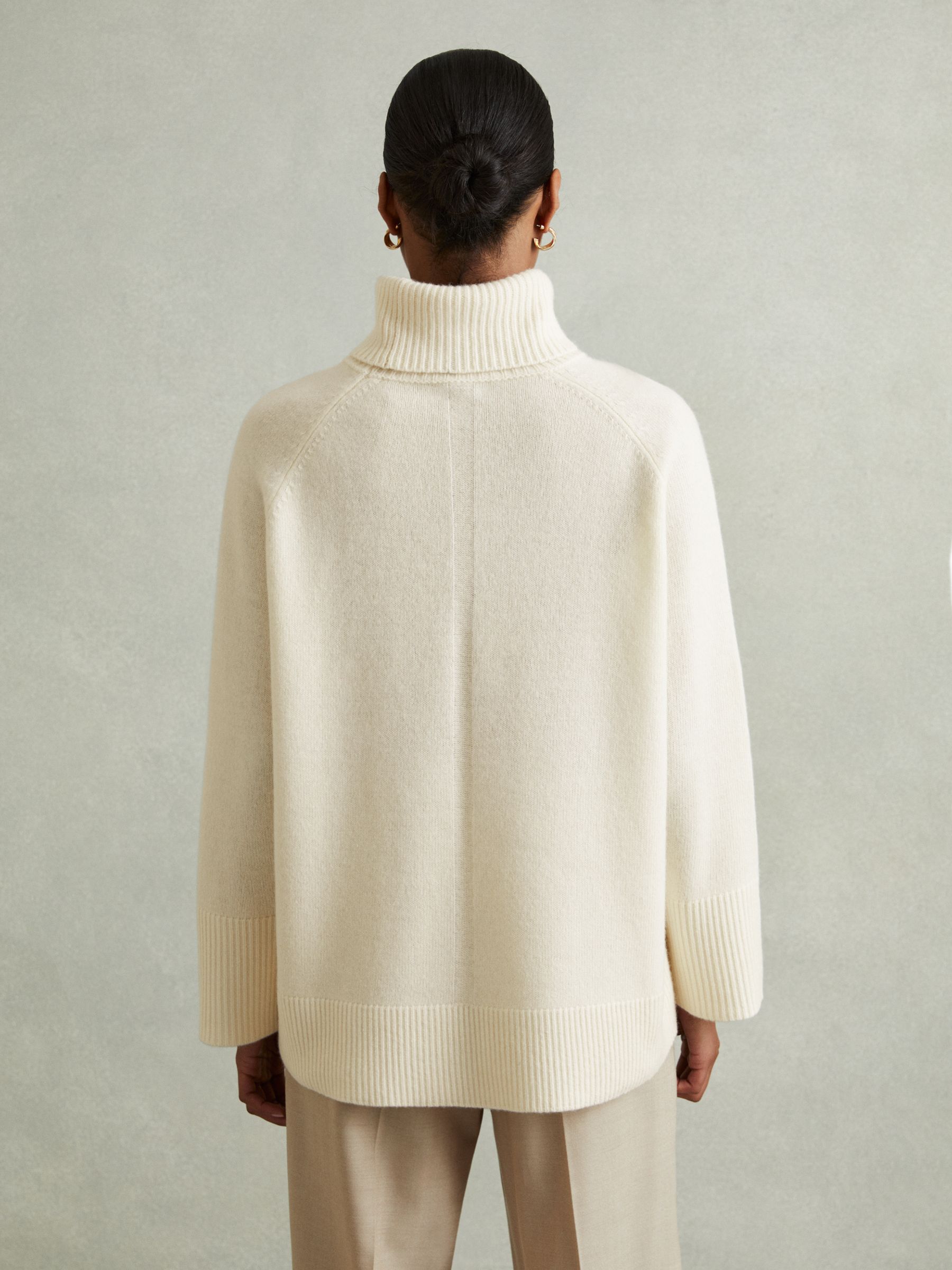 Wool-Cashmere Roll-Neck Jumper in Cream - Image 5 of 6