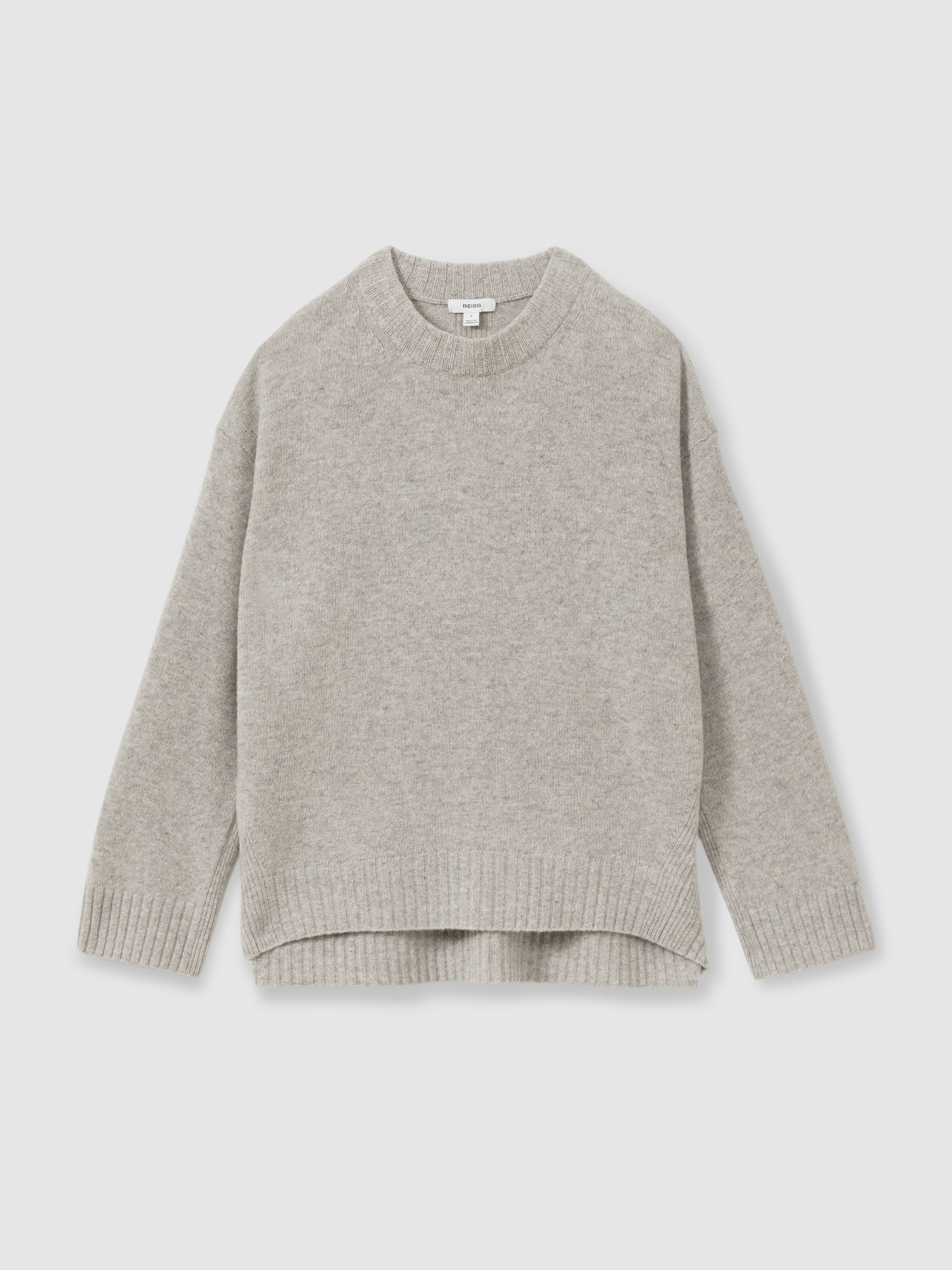 Wool Cashmere Crew Neck Jumper in Grey Marl - image 1