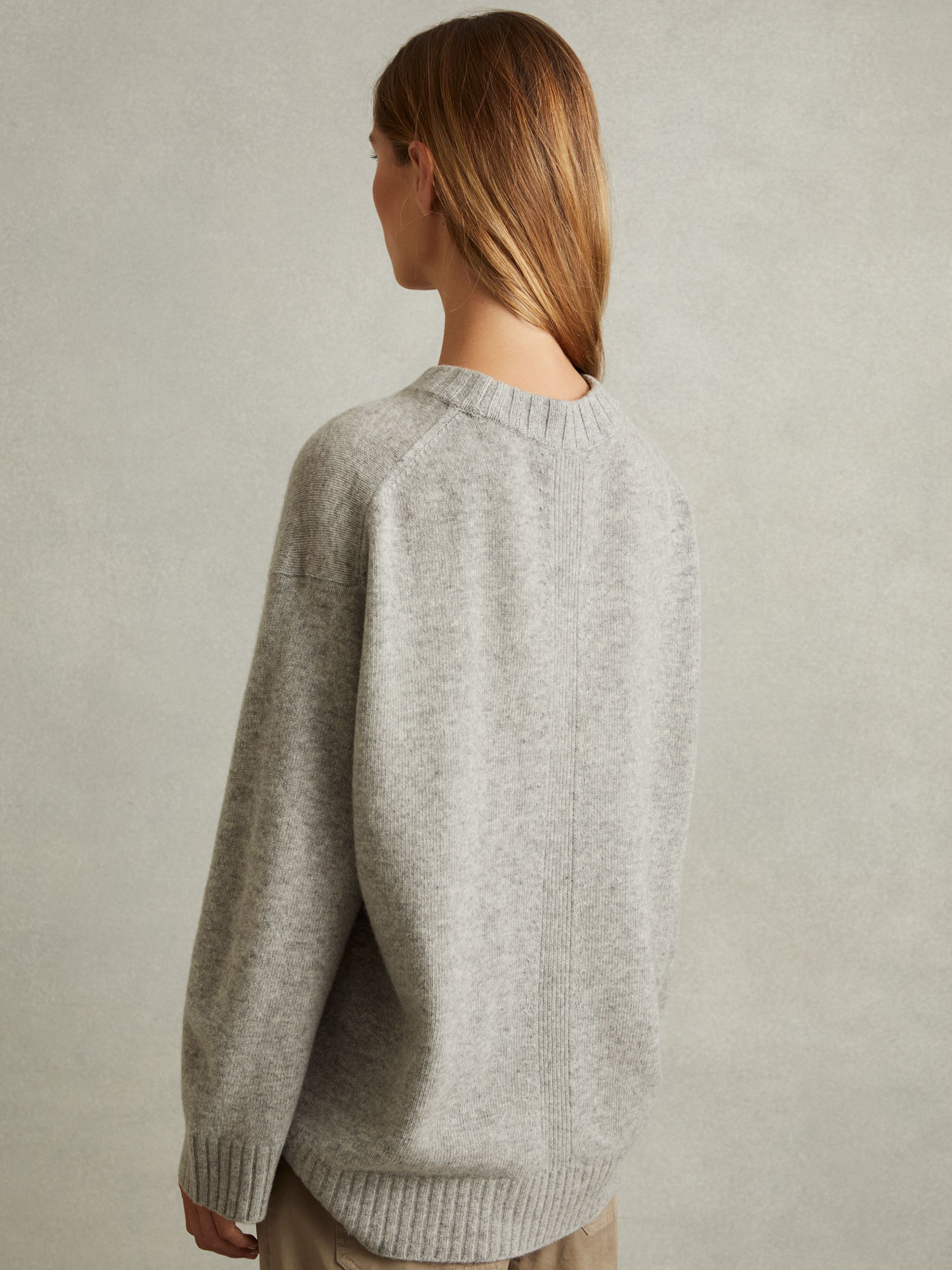 Wool Cashmere Crew Neck Jumper in Grey Marl - Image 4 of 5