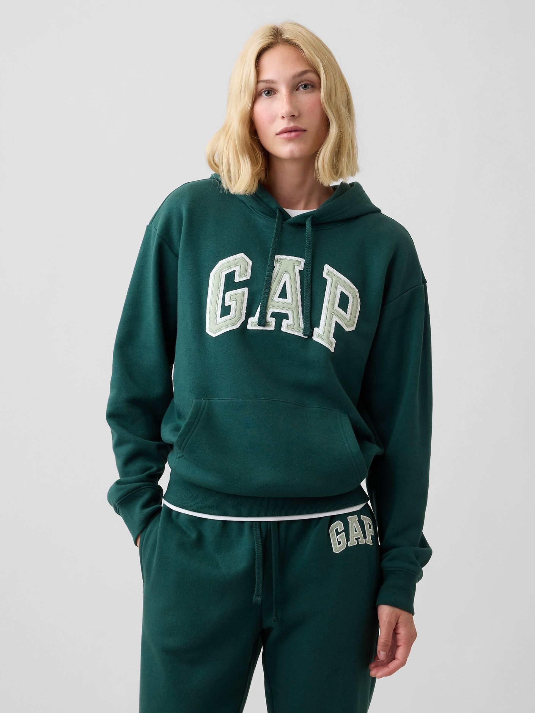 Dark Green Relaxed Logo Hoodie - Image 1 of 5