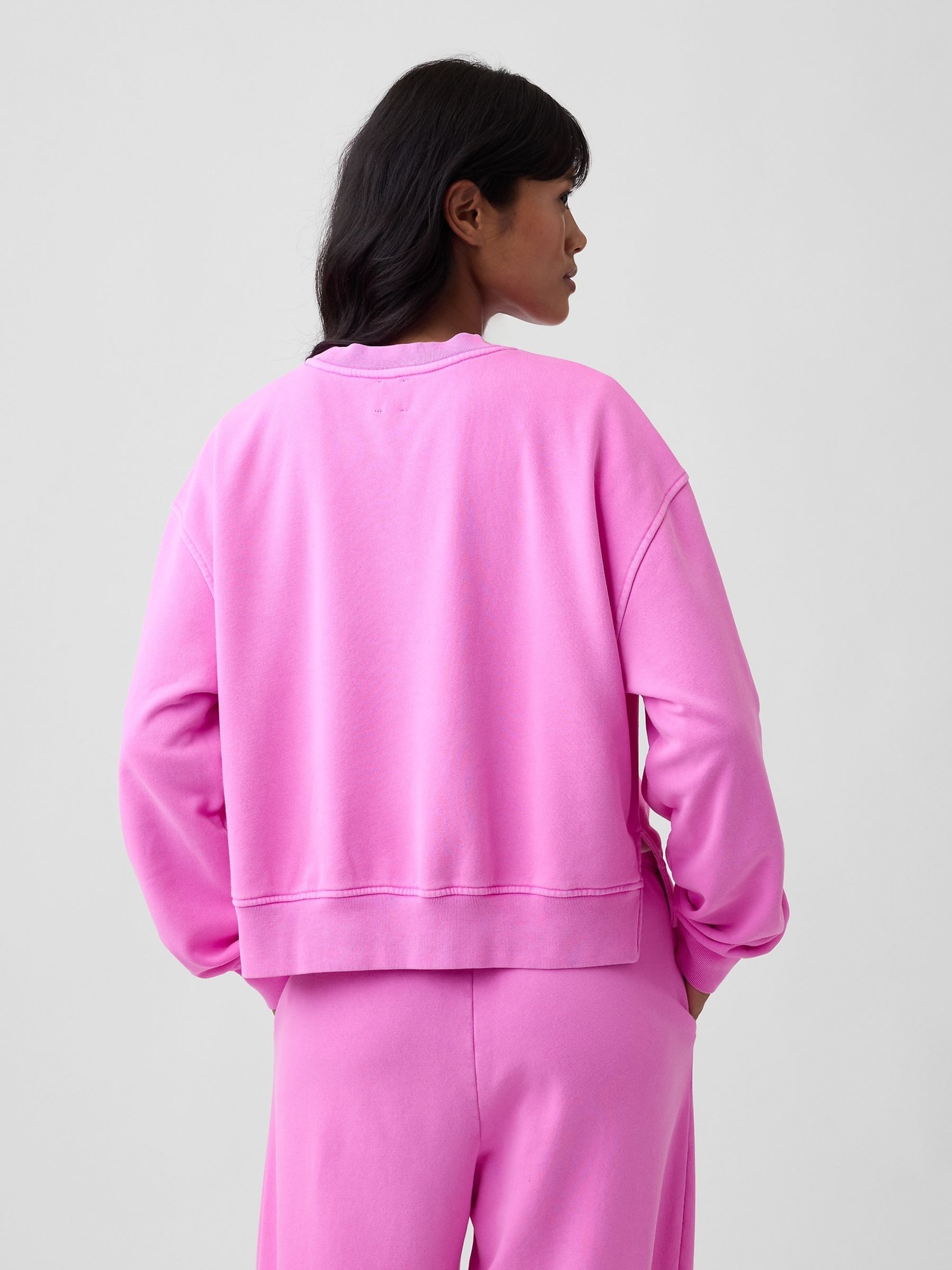 Pink Vintage Soft Oversized Split-Hem Sweatshirt - Image 2 of 4
