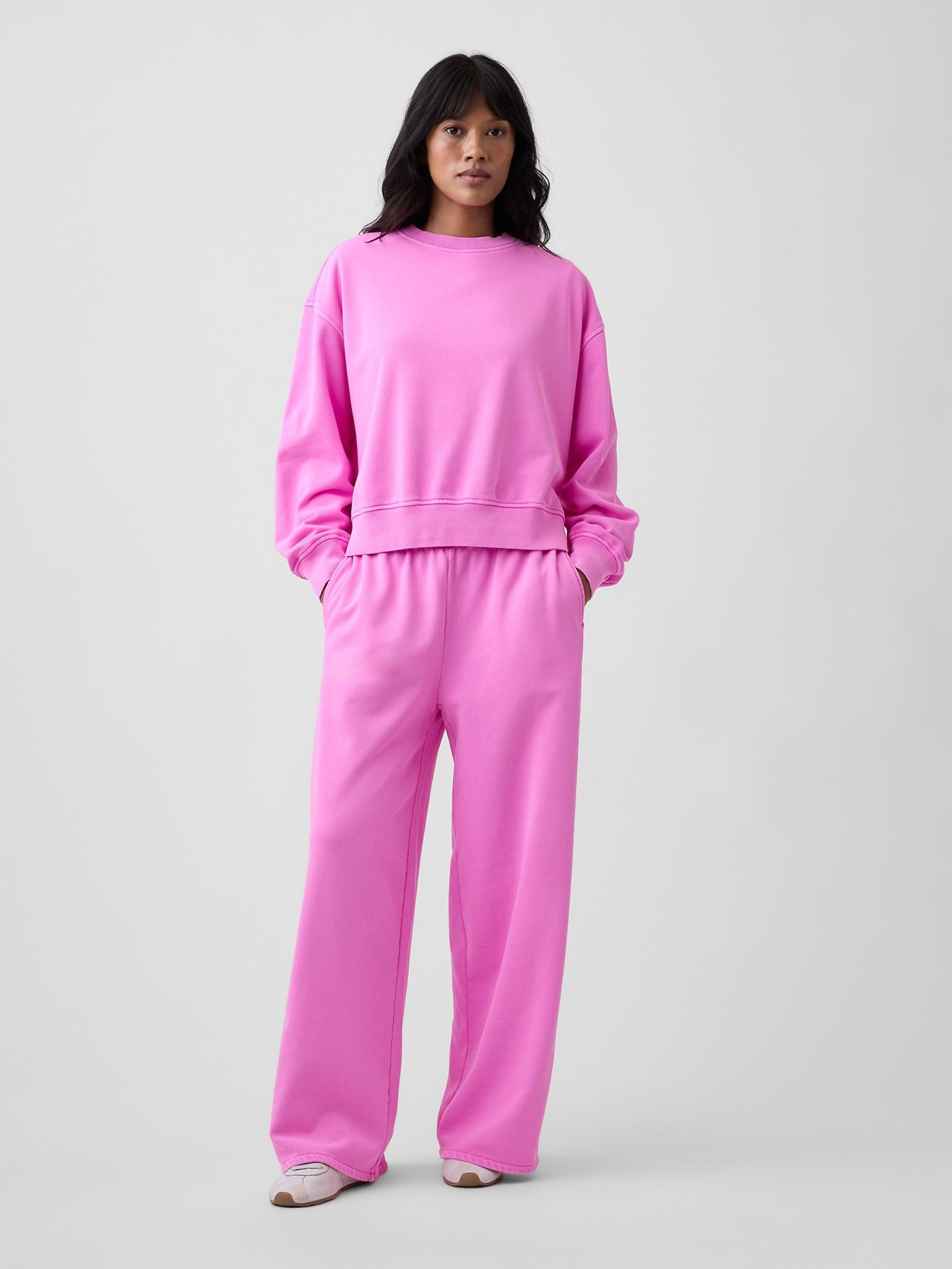 Pink Vintage Soft Oversized Split-Hem Sweatshirt - Image 3 of 4
