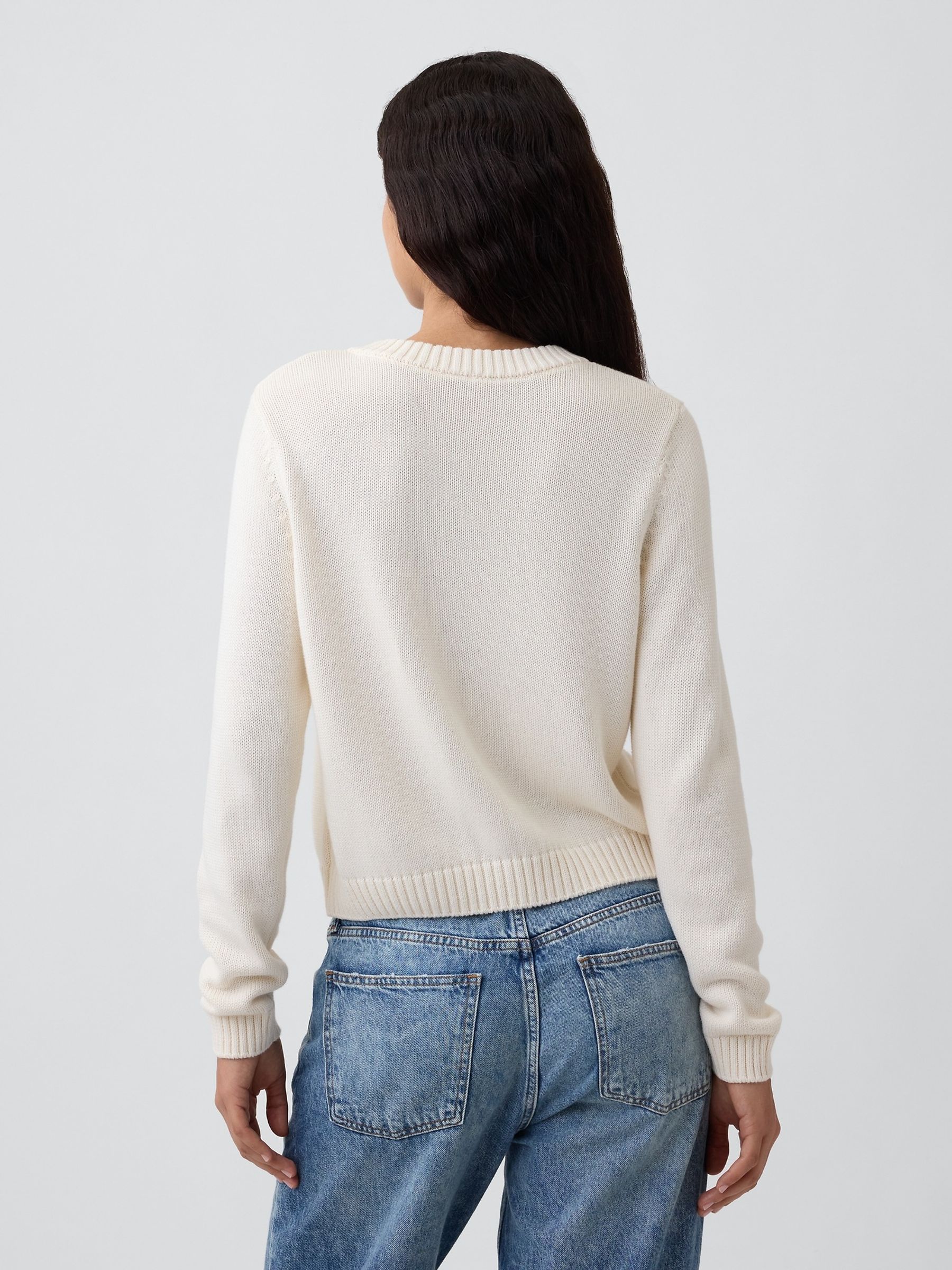 Cream Crew Neck Cardigan - Image 2 of 5