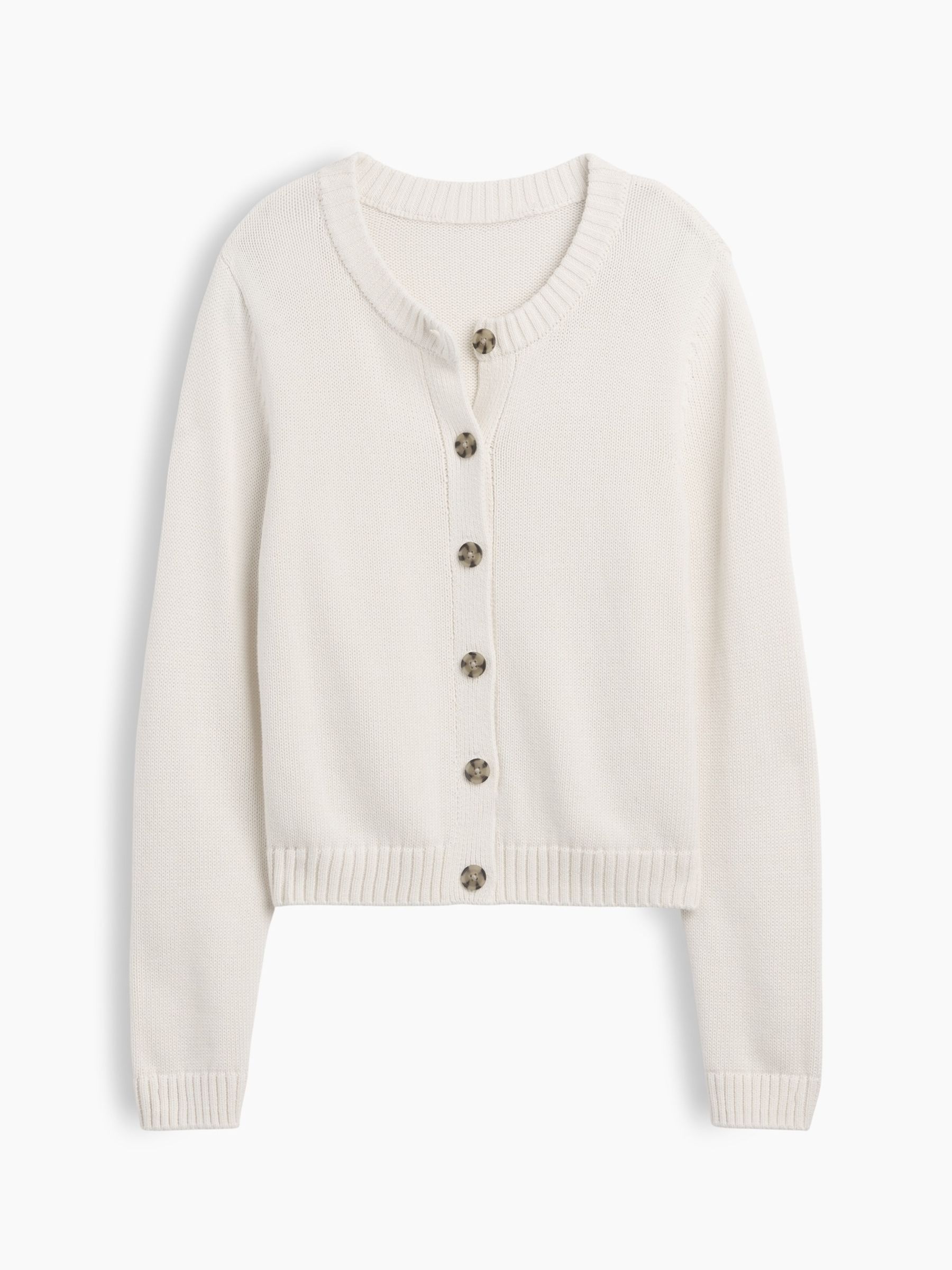 Cream Crew Neck Cardigan - Image 4 of 5