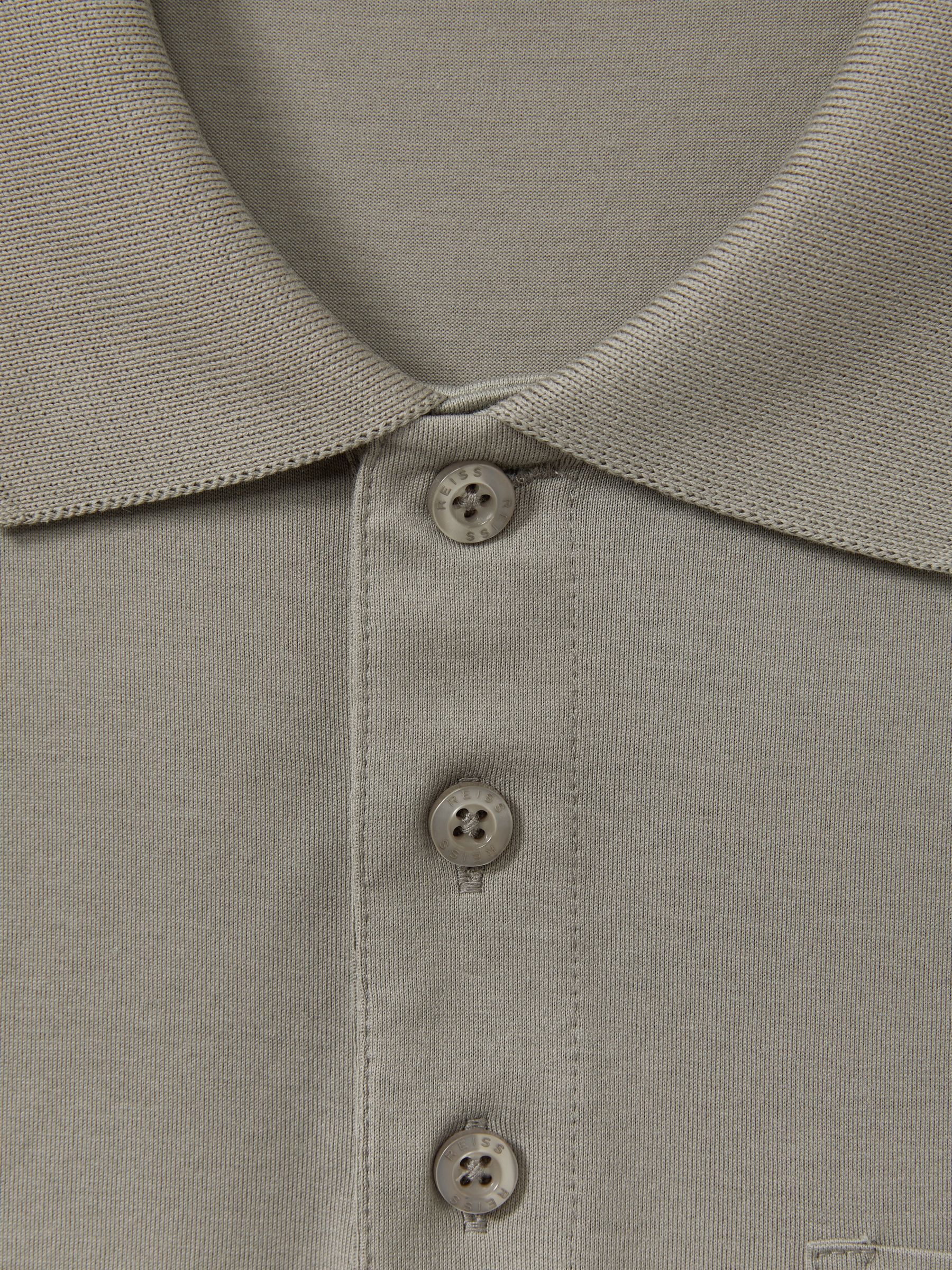Mercerised Cotton Polo Shirt in Dusty Green - Image 5 of 5