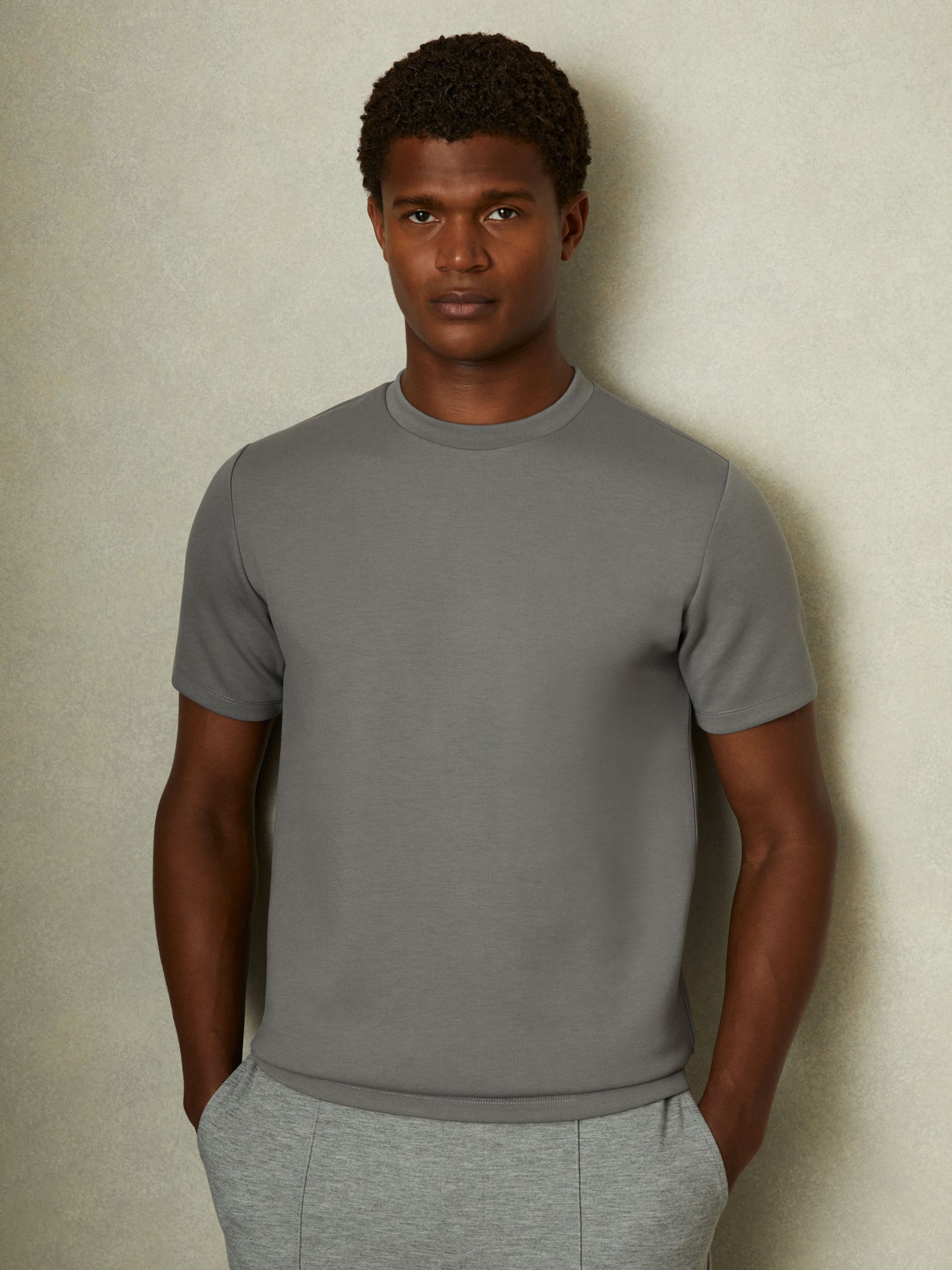 Interlock Jersey Crew Neck T-Shirt in Flint Grey - Image 1 of 5