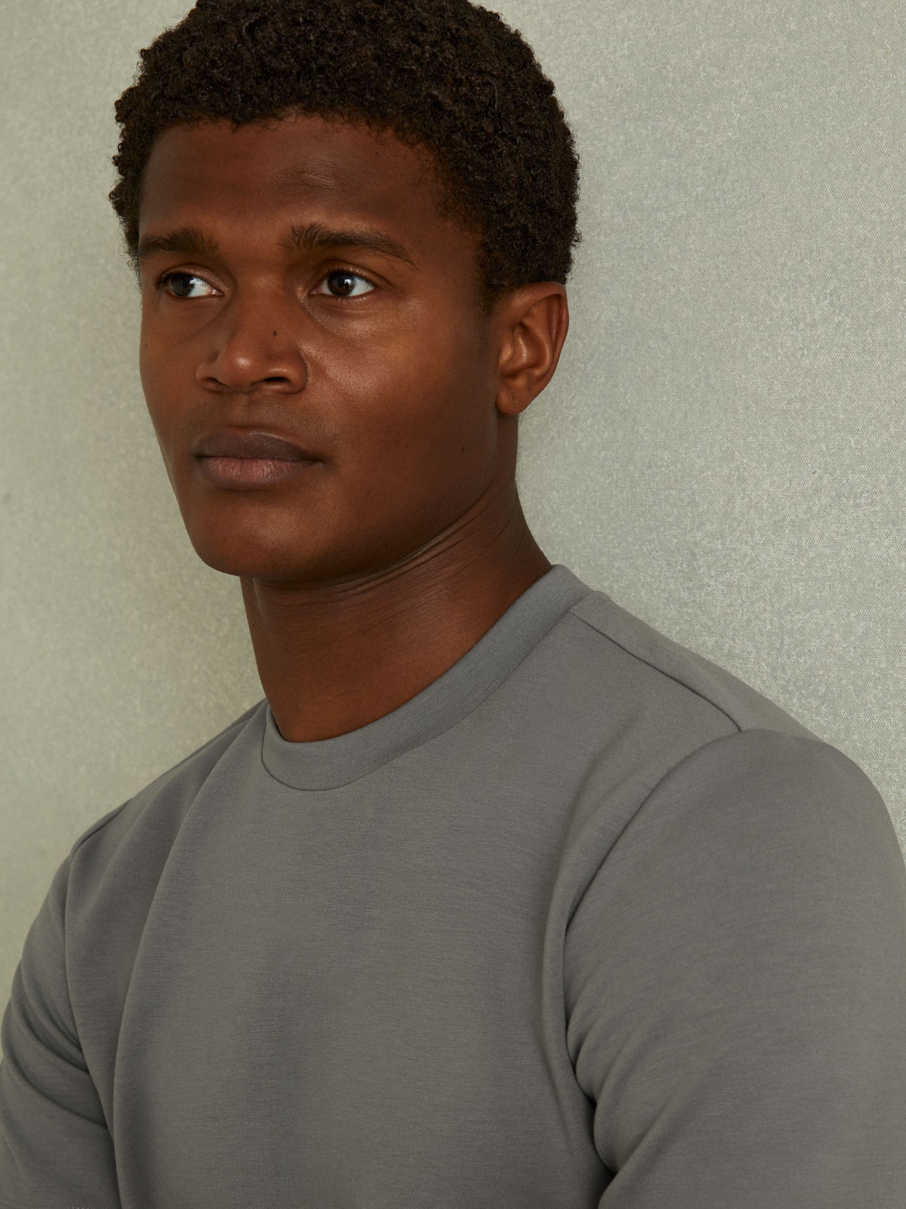 Interlock Jersey Crew Neck T-Shirt in Flint Grey - Image 3 of 5