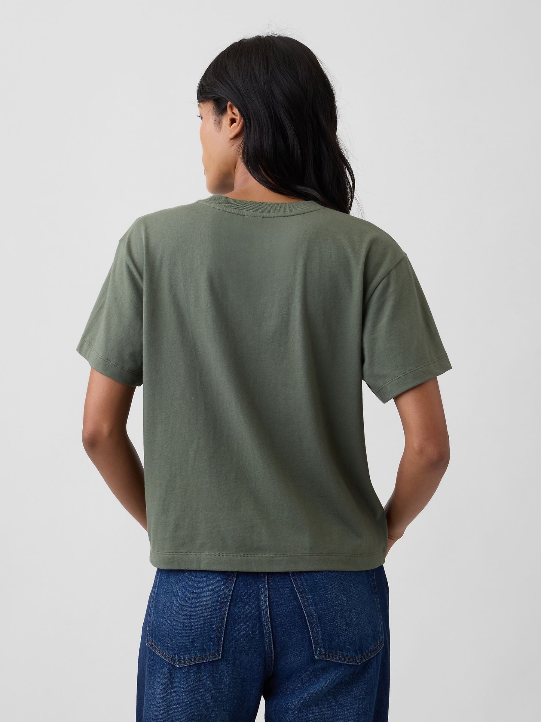 Green Boxy Crew Neck T-Shirt - Image 2 of 5