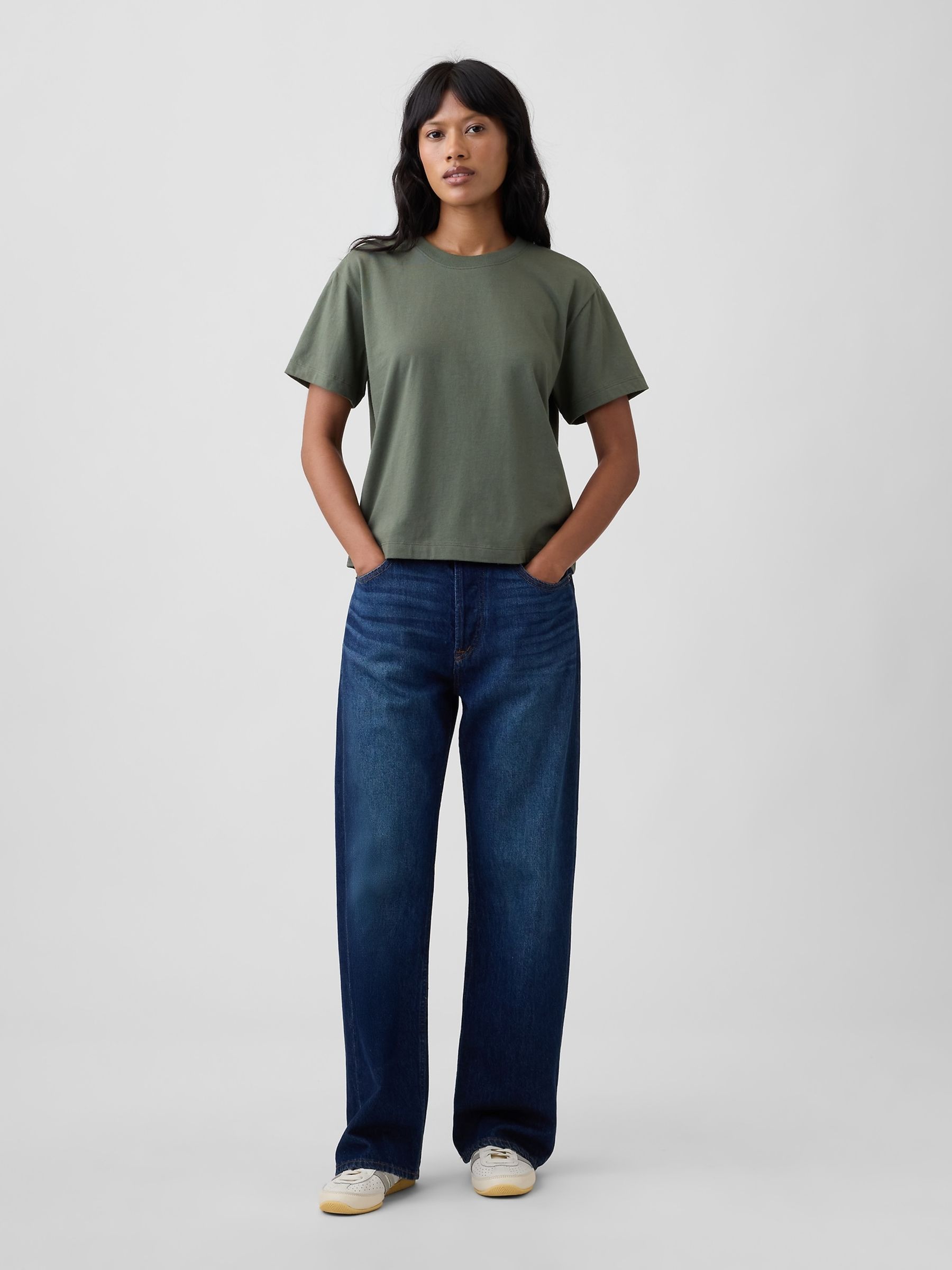Green Boxy Crew Neck T-Shirt - Image 3 of 5