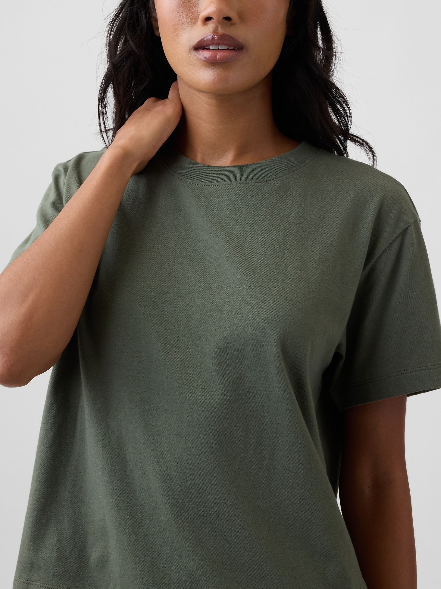 Green Boxy Crew Neck T-Shirt - Image 4 of 5