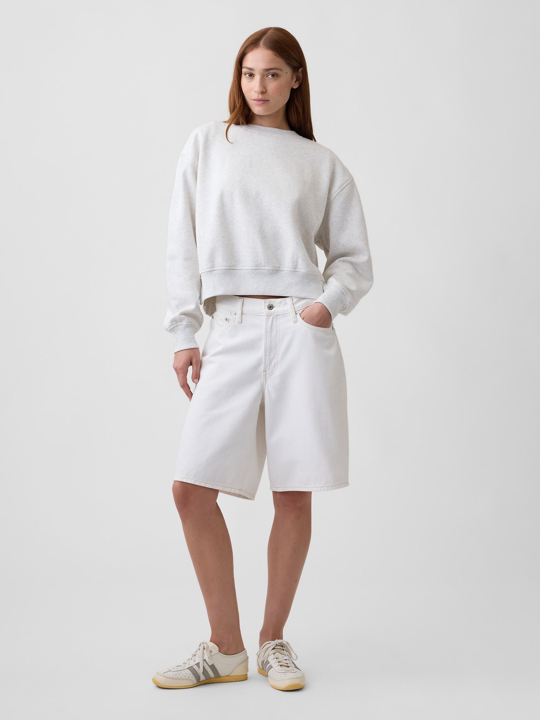 Light Grey Vintage Soft Oversized Split-Hem Sweatshirt - Image 3 of 4