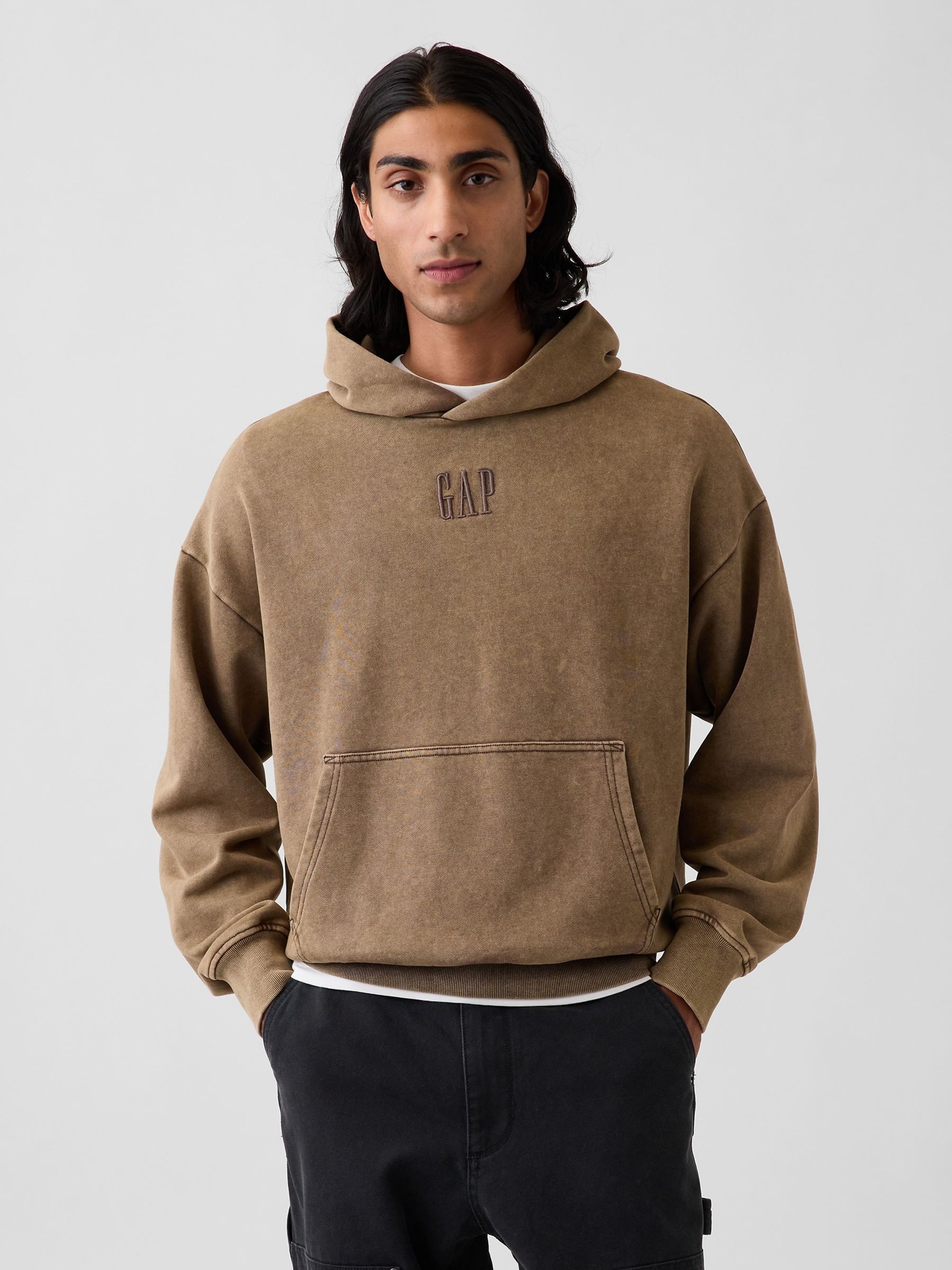 Brown Heavyweight Oversized Logo Hoodie - Image 1 of 4
