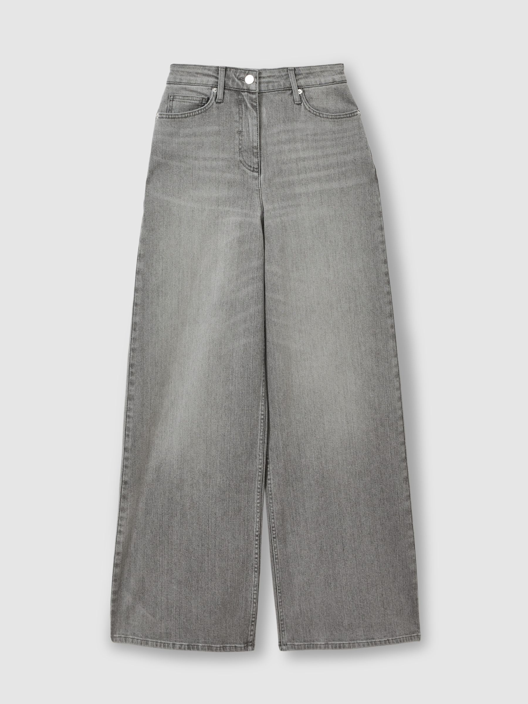 Petite Wide Leg Jeans in Washed Grey - Image 2 of 7