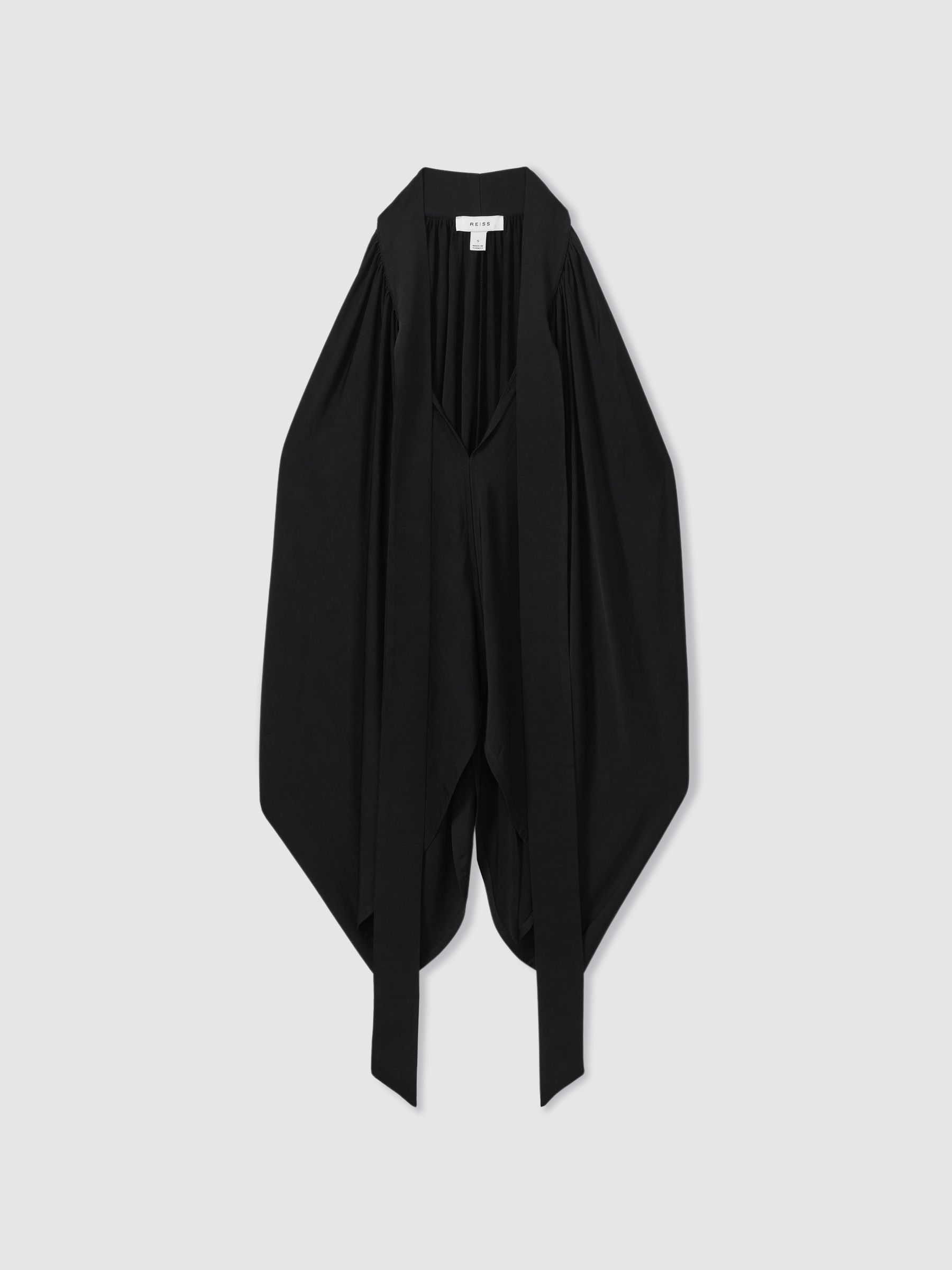 Draped Tie Neck Top in Black - Image 2 of 5