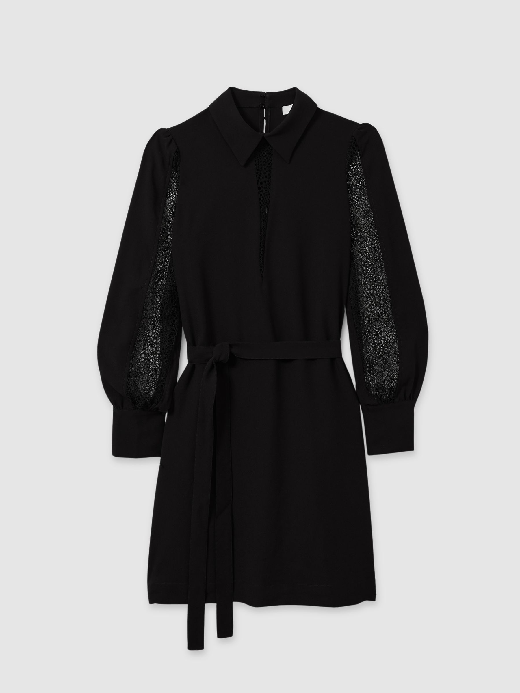 Reema Black Lace Insert Mini Dress - Image 2 of 6