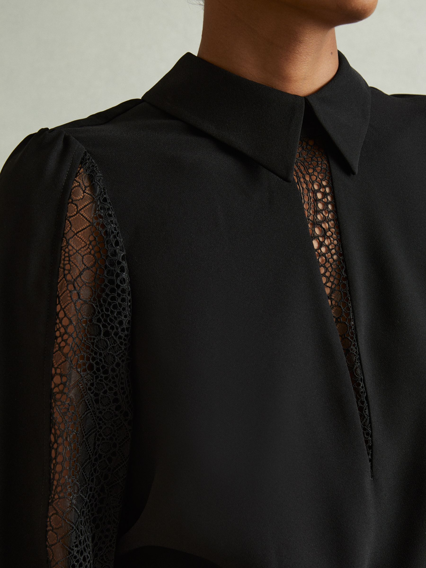 Reema Black Lace Insert Mini Dress - Image 4 of 6