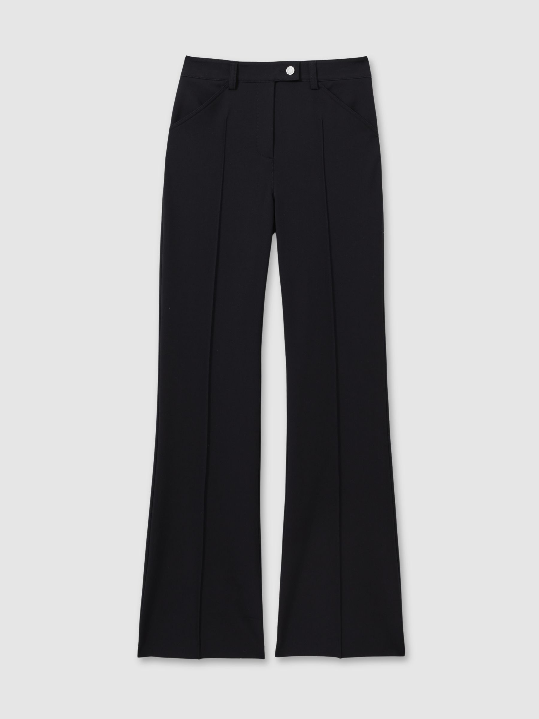 Petite High Rise Flared Trousers in Navy - Image 2 of 7