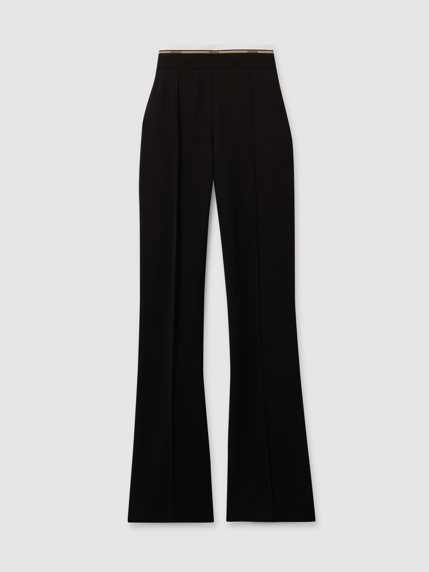Petite Waistband Detail Wide Leg Trousers in Black - Image 2 of 7