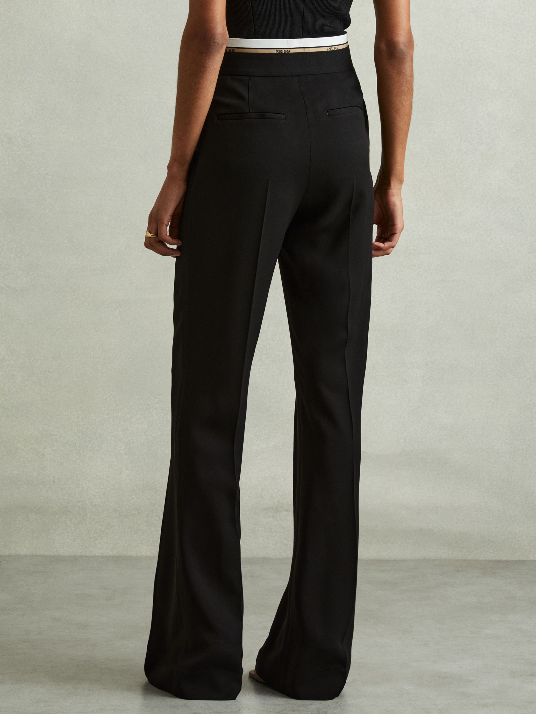 Petite Waistband Detail Wide Leg Trousers in Black - Image 5 of 7