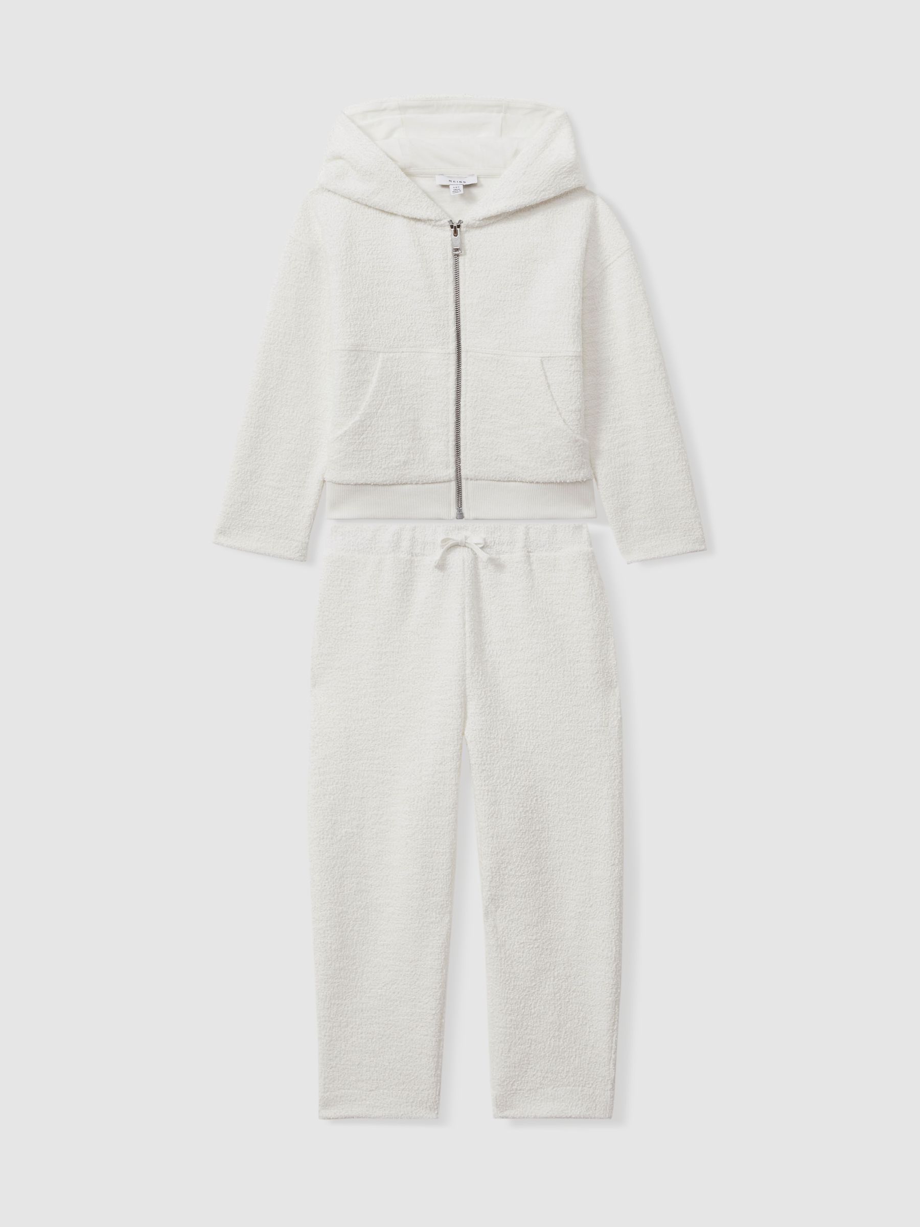 4-9 yrs Cotton Blend Boucle Hoodie and Joggers Set in Cream - Image 2 of 5