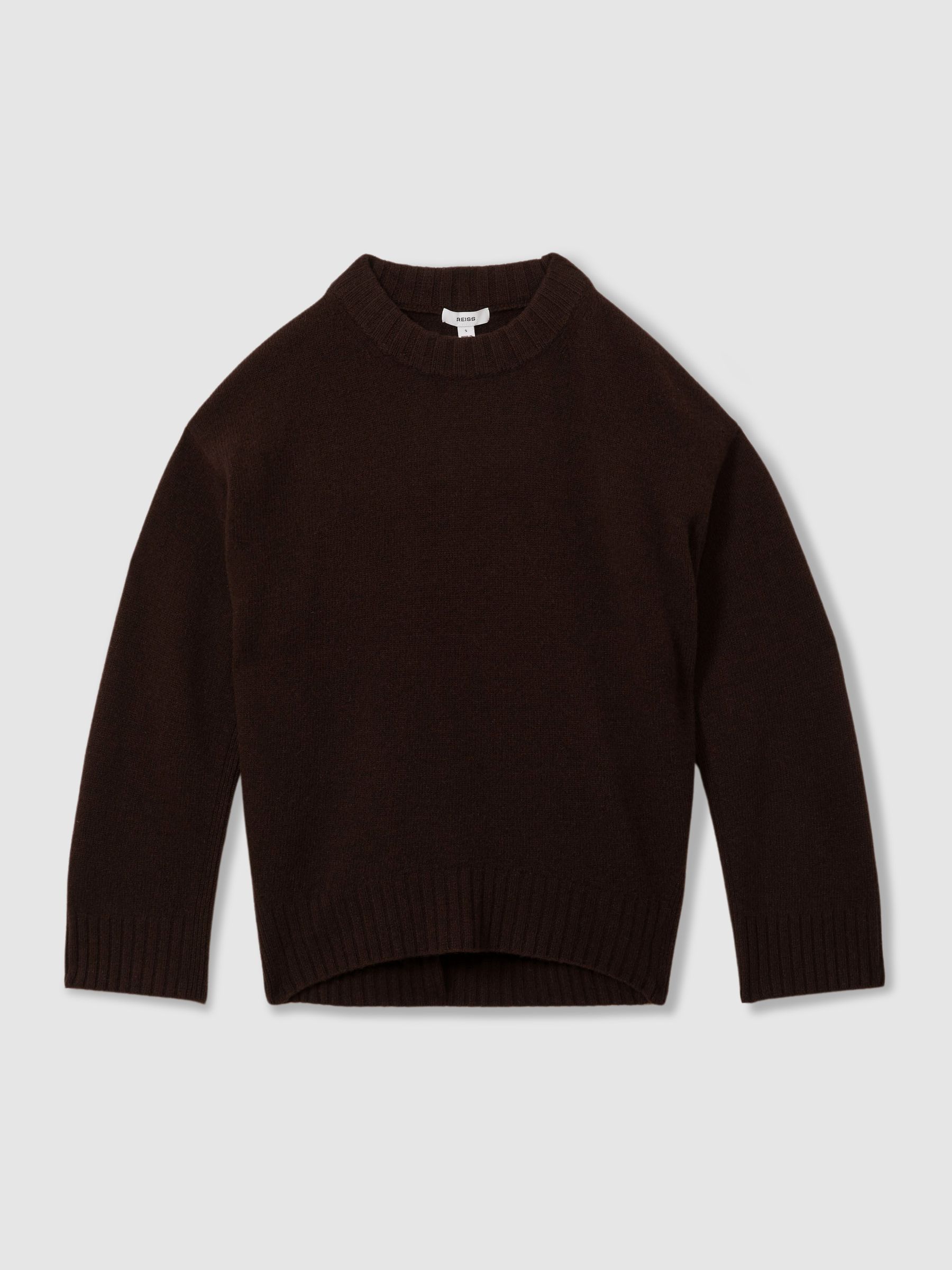 Wool-Cashmere Crew Neck Jumper in Chocolate - Image 2 of 6