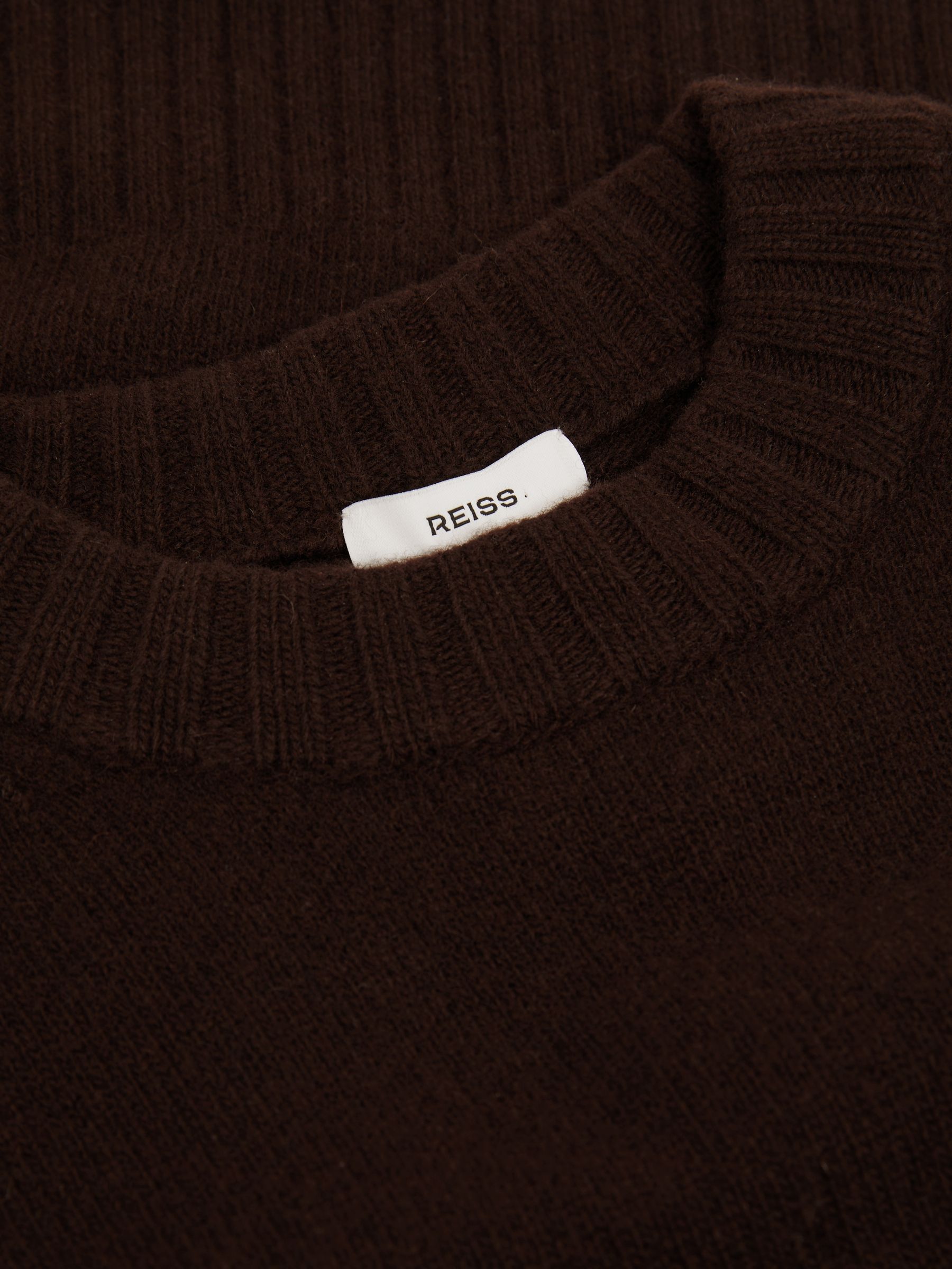 Wool-Cashmere Crew Neck Jumper in Chocolate - Image 6 of 6