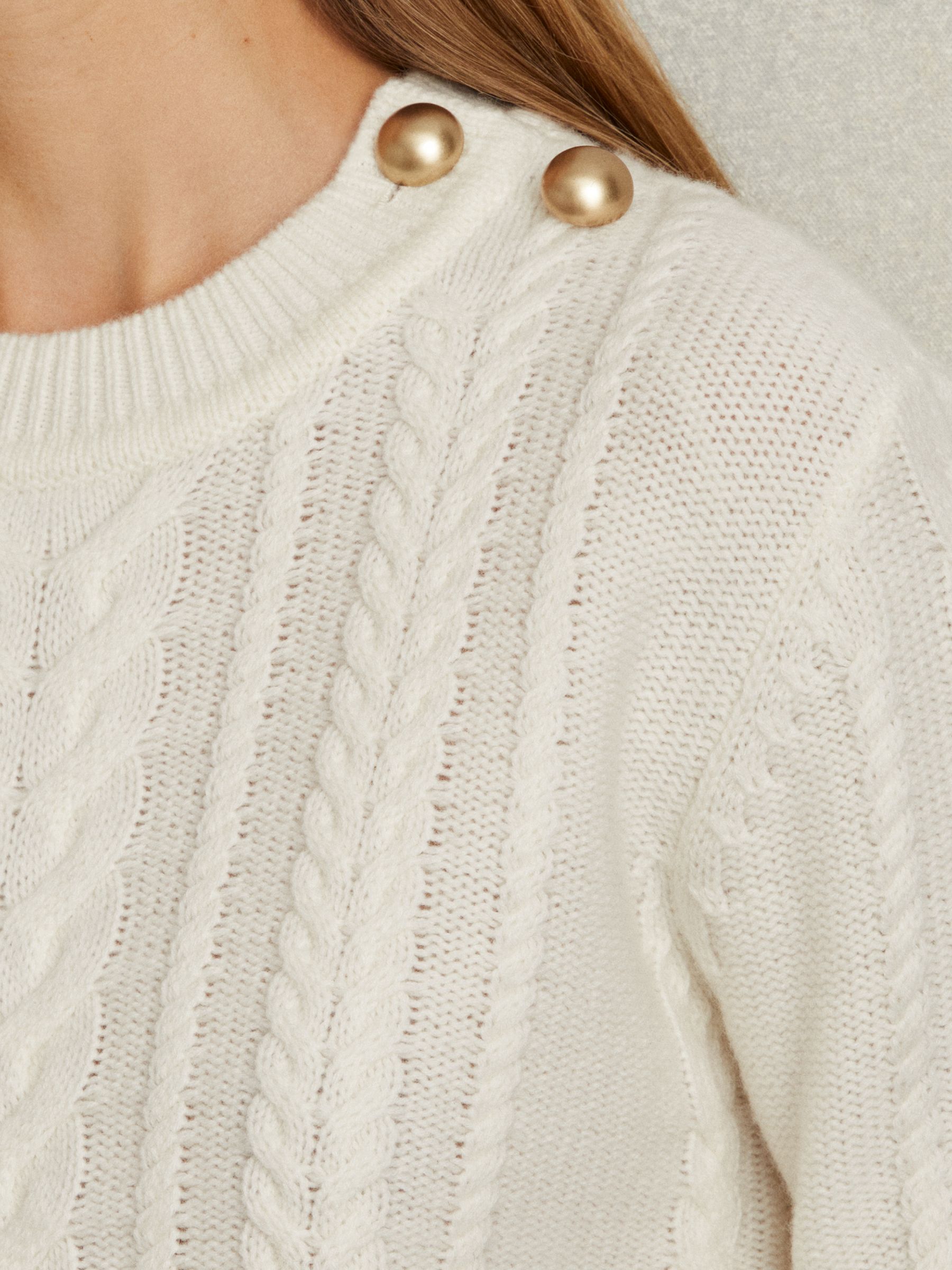 Wool-Cashmere Cable Knit Jumper in Cream - Image 3 of 5