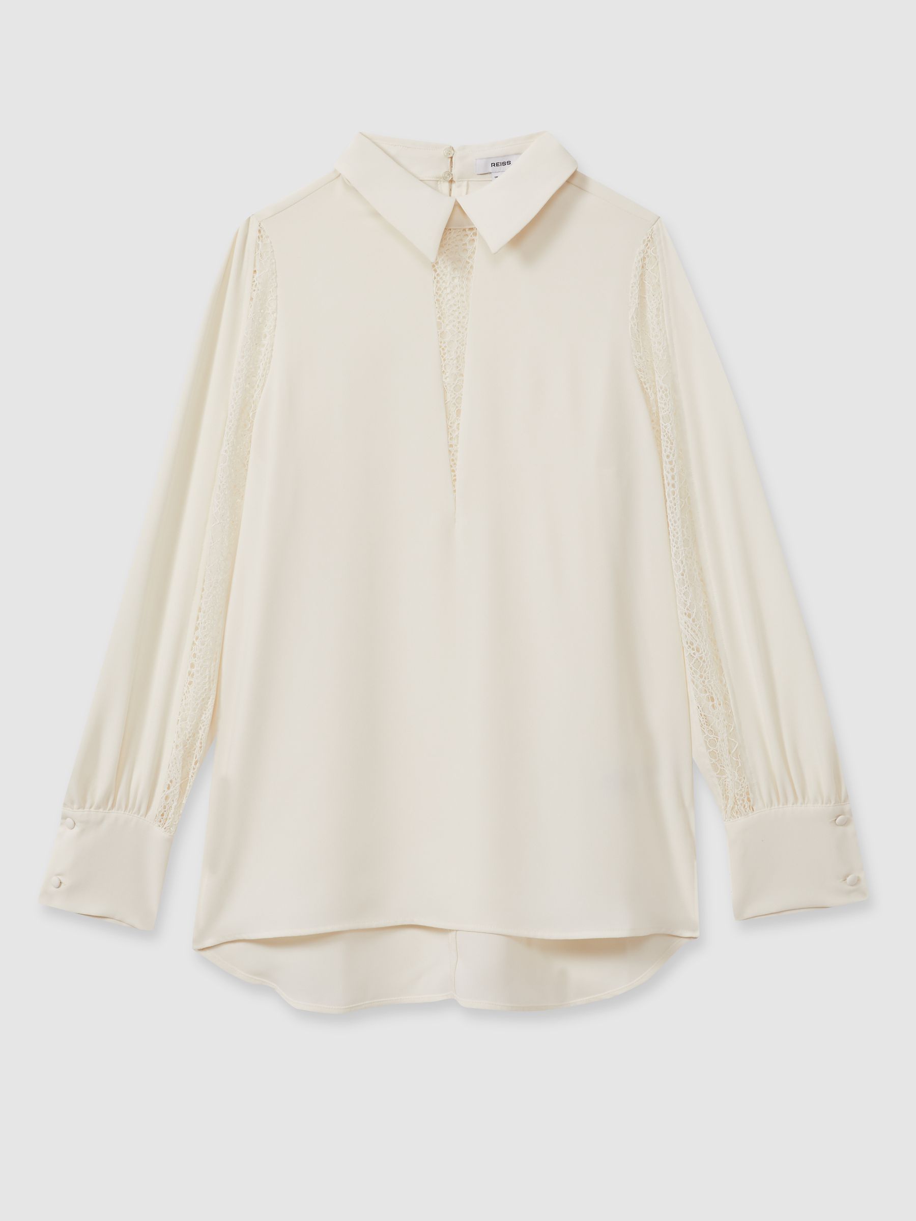 Lace Insert Blouse in Cream - Image 2 of 6