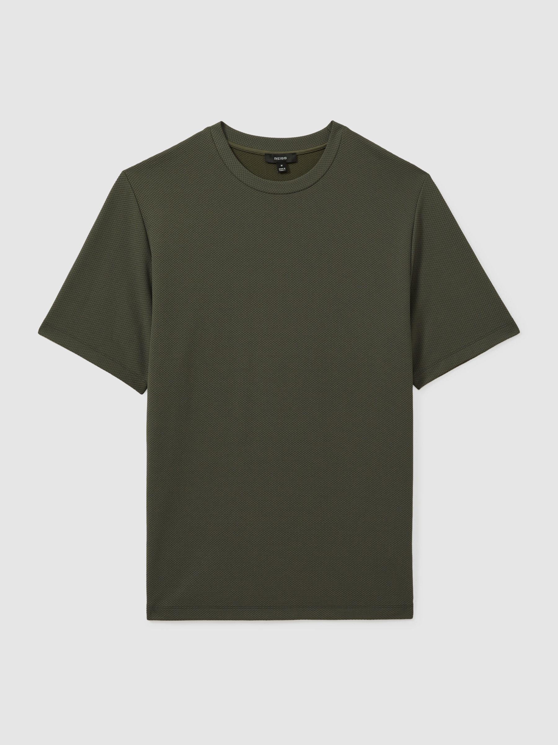 Textured Crew-Neck T-Shirt in Green Smoke - Image 2 of 6
