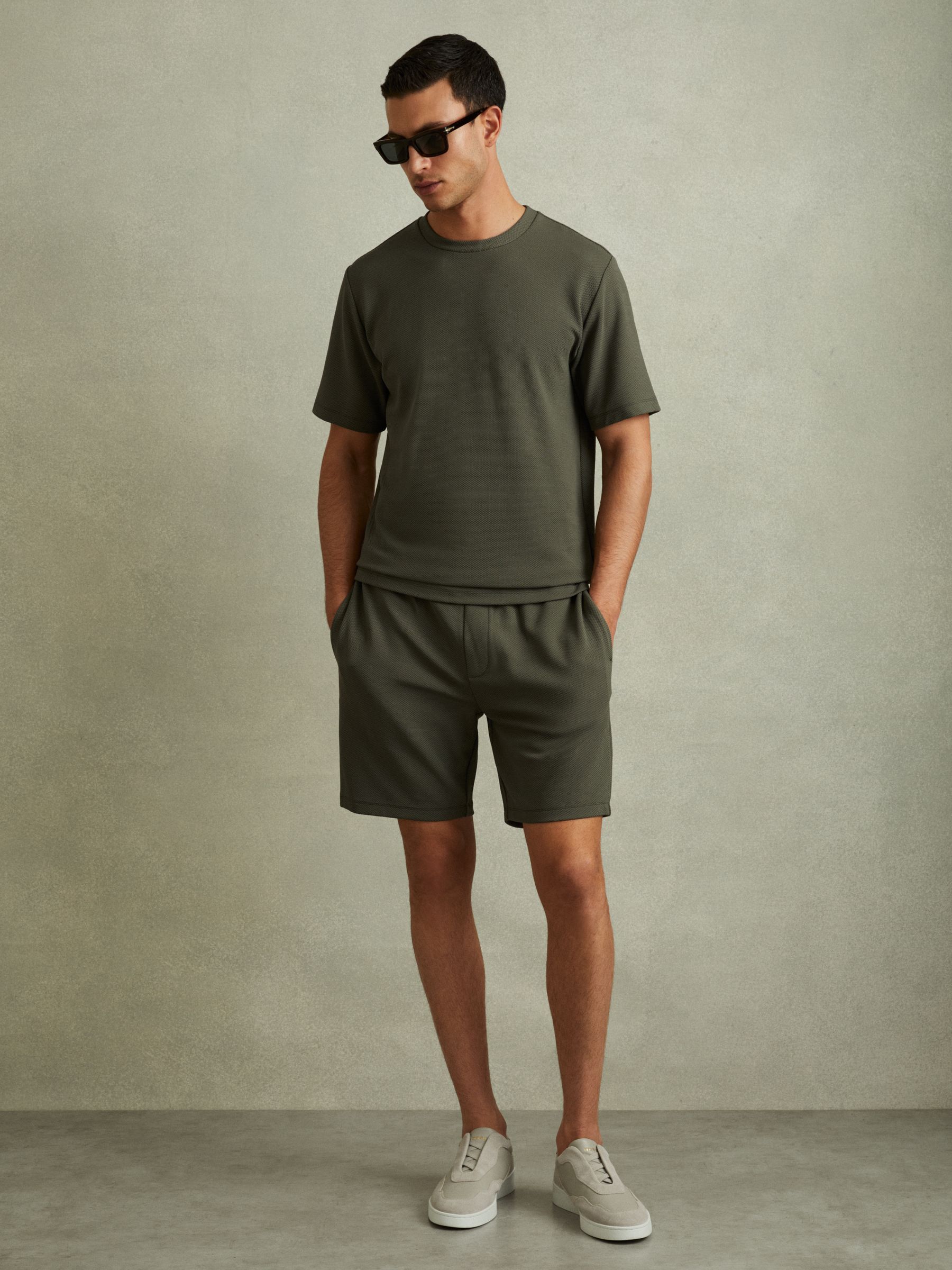 Textured Crew-Neck T-Shirt in Green Smoke - Image 3 of 6
