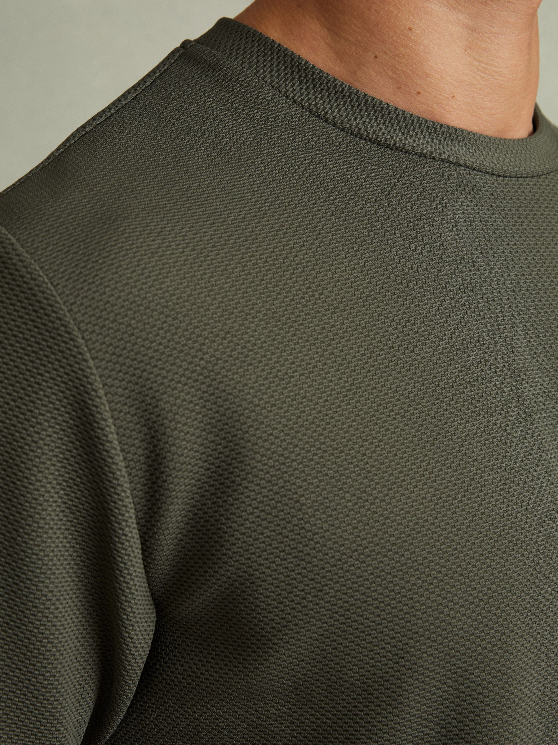 Textured Crew-Neck T-Shirt in Green Smoke - Image 4 of 6
